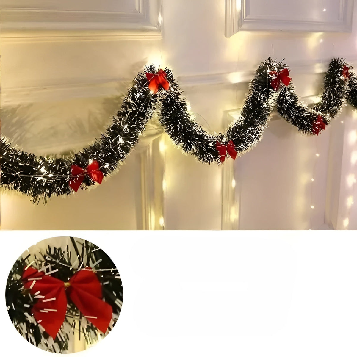 2er Set LED-Lichtergirlanden – Warmes Licht & Batteriebetrieb | Stimmungsvolle Weihnachtsbeleuchtung - Rot / 2 Sets