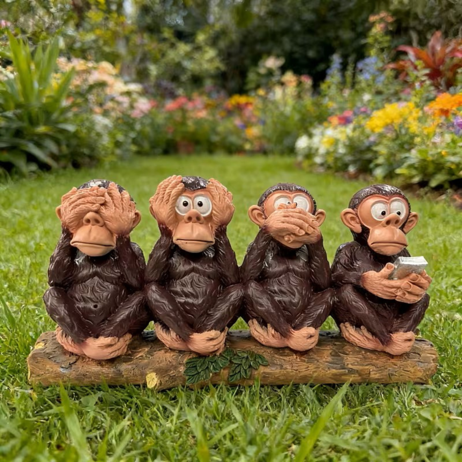 3 Affen Dekofigur – Symbol für Weisheit und Gelassenheit Für Innen- und Außenbereich - Dekorative Figur