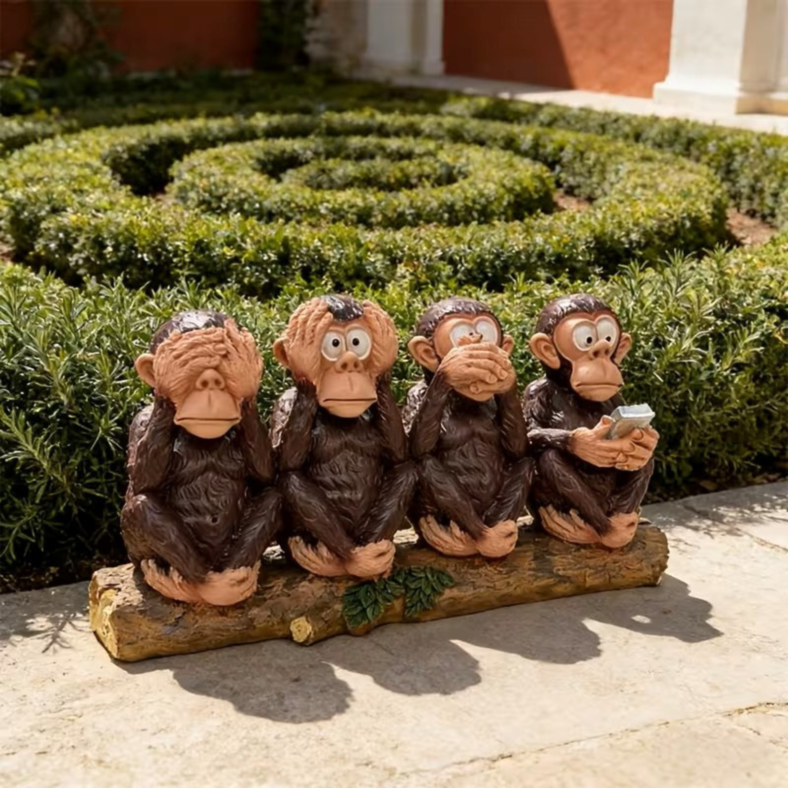 3 Affen Dekofigur – Symbol für Weisheit und Gelassenheit Für Innen- und Außenbereich - Dekorative Figur