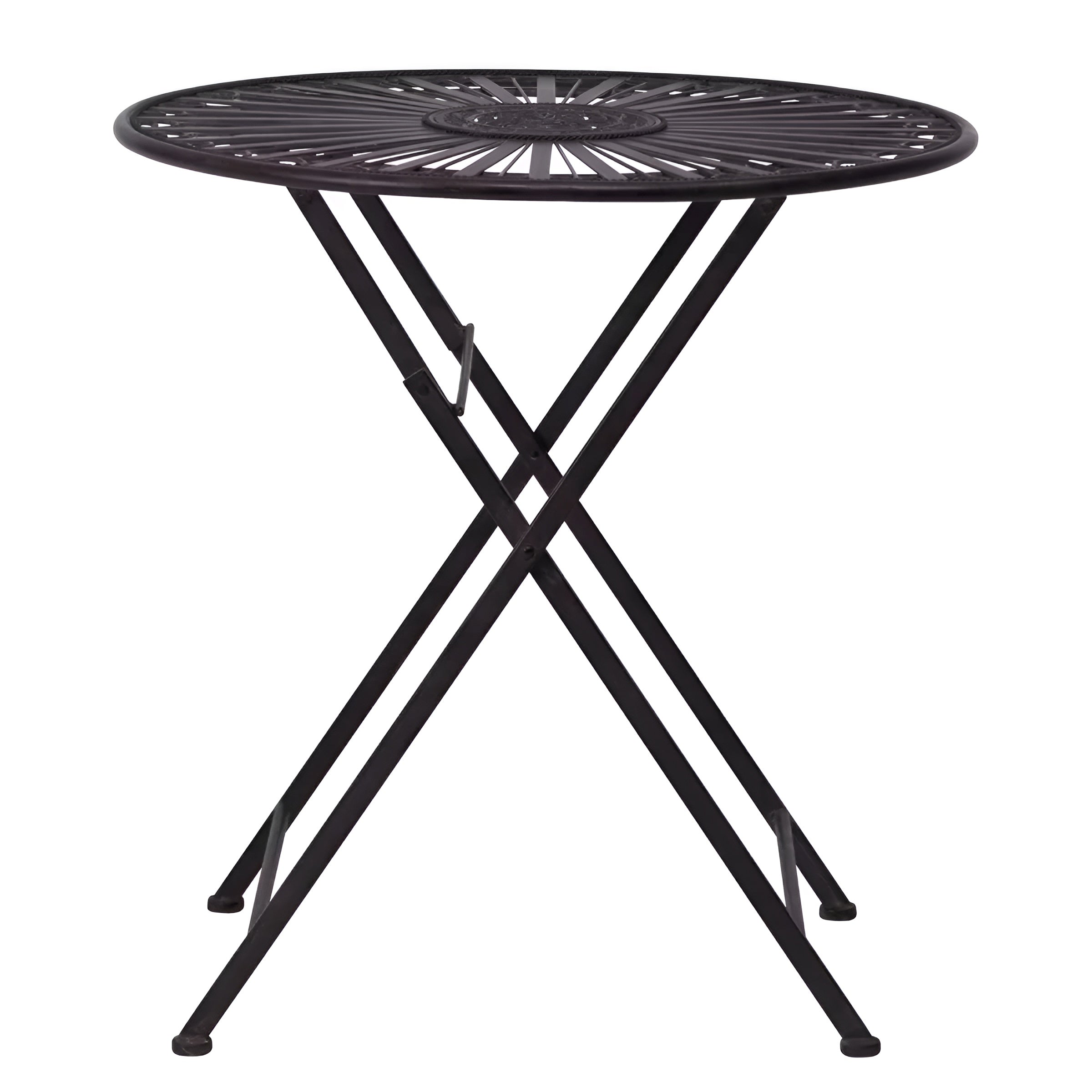 3-teiliges Terrace Hill Gartenmöbel Set – Klappbares Bistro-Set aus Eisen in Vintage Dunkelbraun - Dunkelbraun