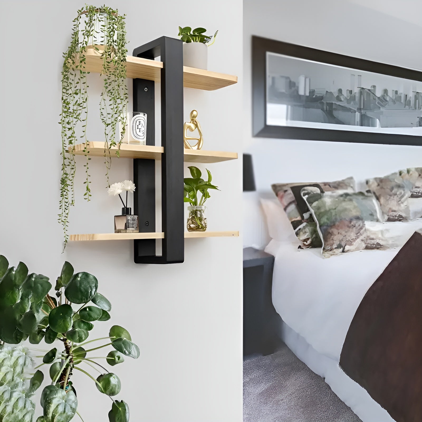 Wandregal aus Kiefernholz – 3 Ebenen und stabil | Perfekt für die Wohnraumgestaltung