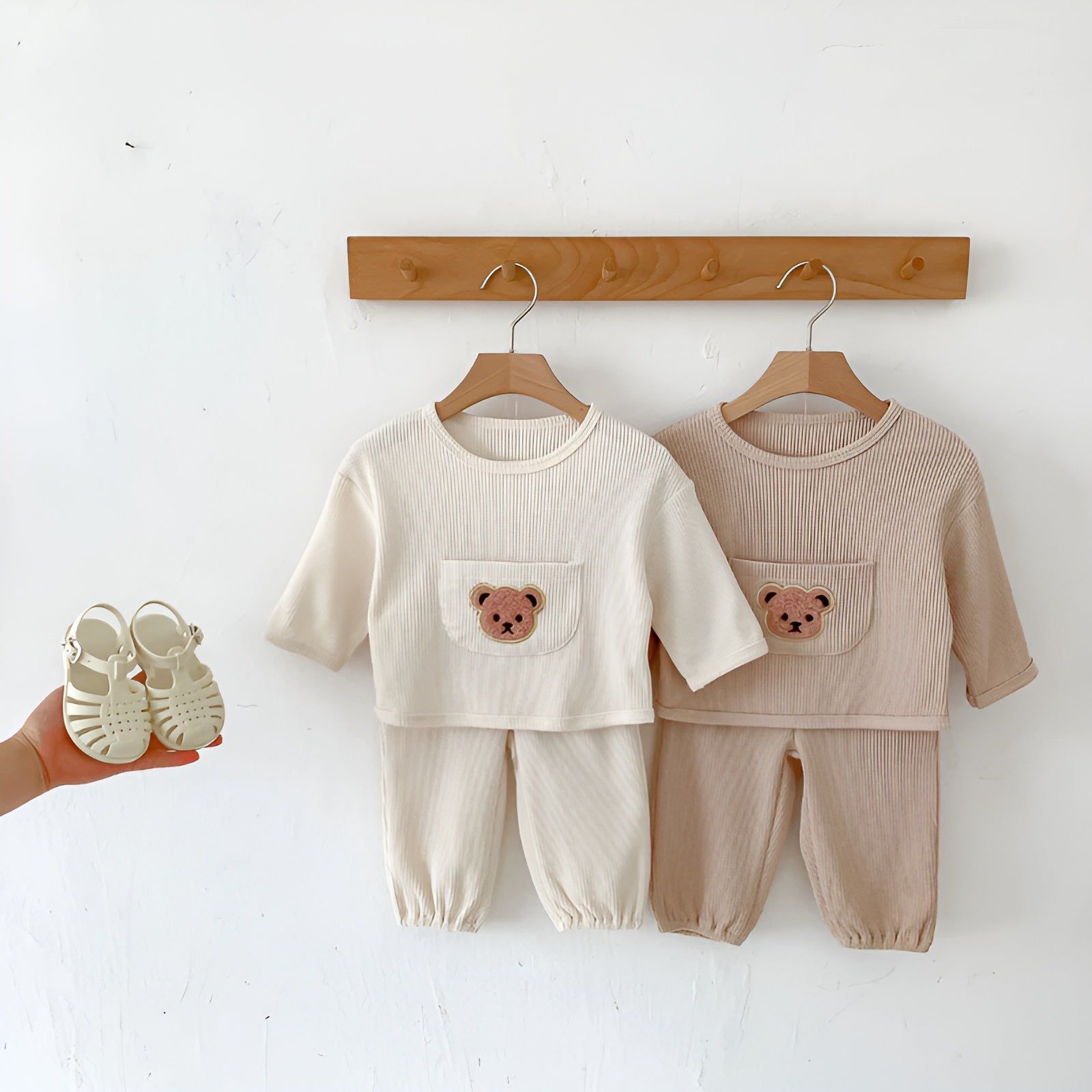 Waffle Bear - Liebenswerter Bär Passendes Set für Babys (Langarmshirt + Hose) - Elegare