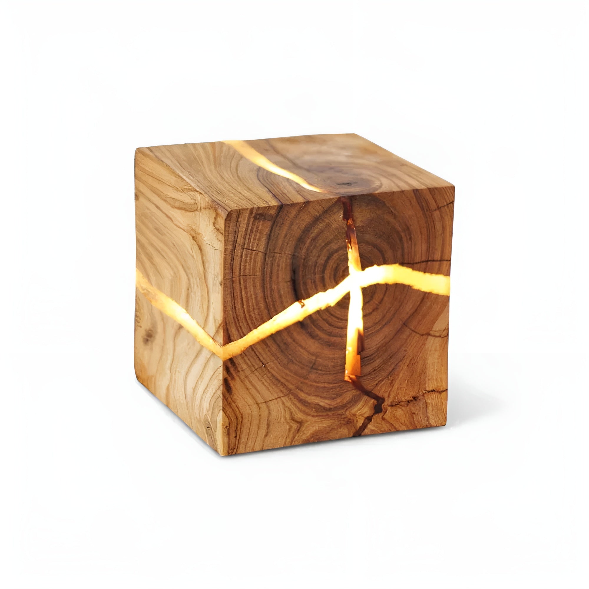 LED-Tischlampe in Würfelform – Modernes Design aus Holz | Stilvoll für Wohnzimmer & Schlafzimmer