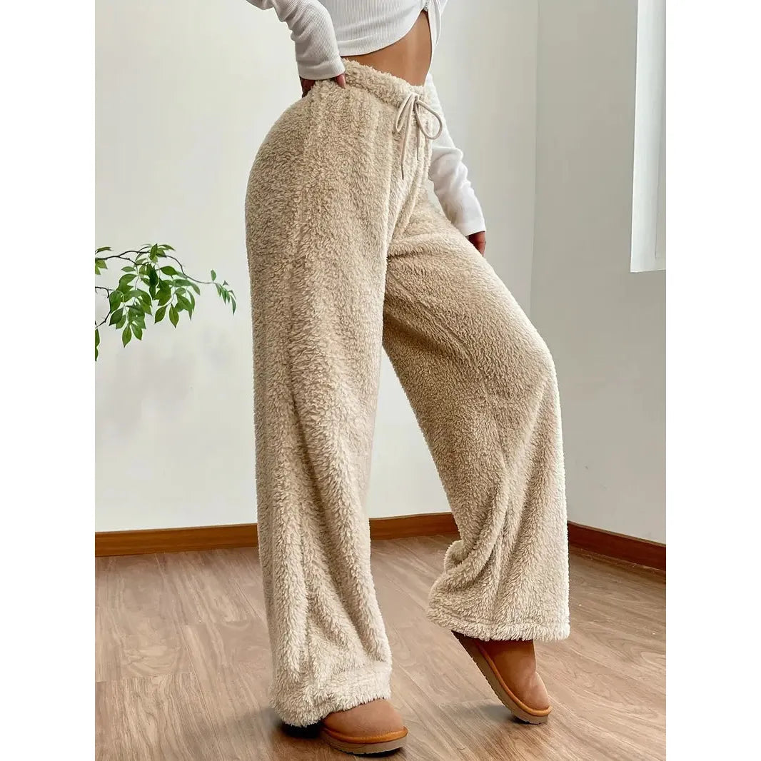 Freya Pants - Warme und bequeme Teddybär-Hose mit weitem Bein - Elegare