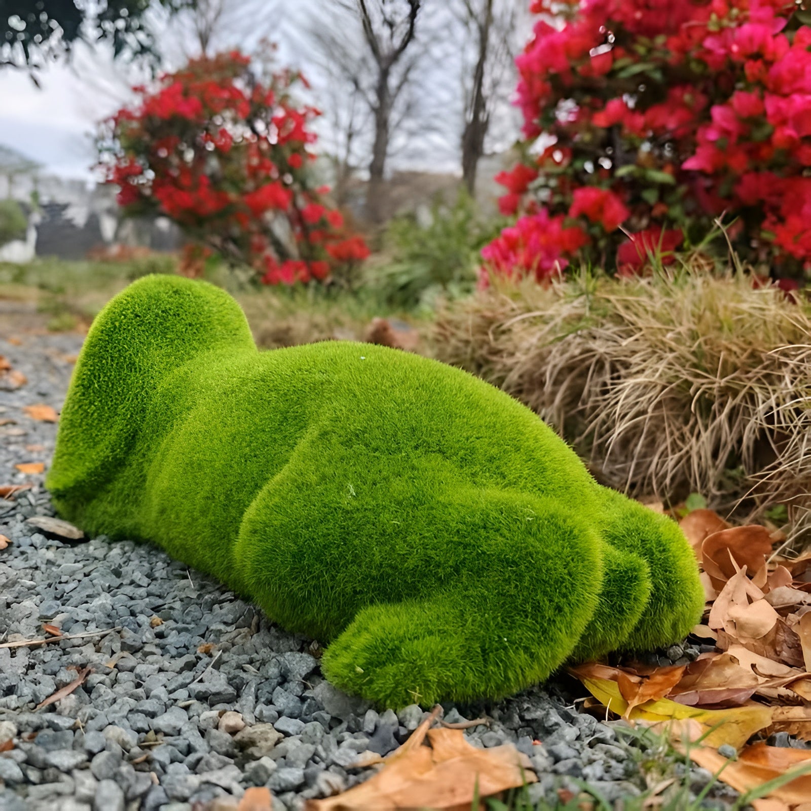 3D-Statue mit beflocktem Hasen – Osterhasenornament aus grünem Kunstharz | Gartendekoration für Terrasse, Rasen, Bonsai und Innenräume
