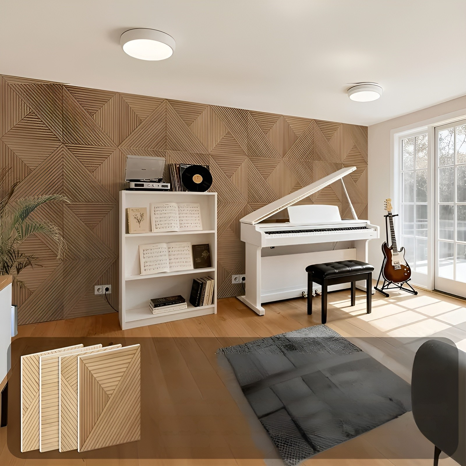3d-akustikwandpaneele MIT Holzmaserung – Selbstklebende Schallabsorbierende Polyesterfaserplatten Für Wohnzimmer Büros