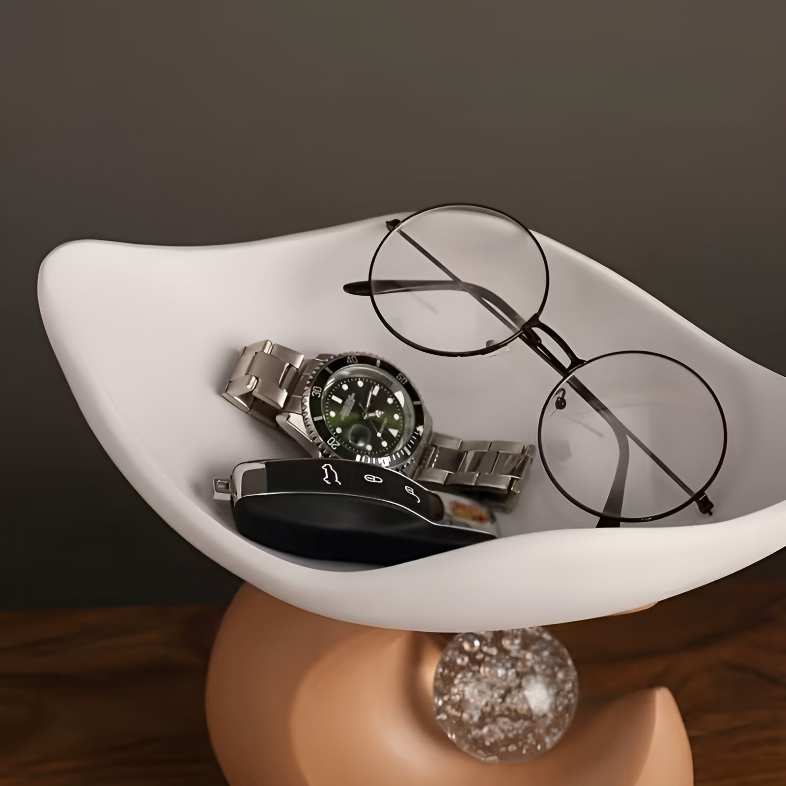 Organizer-Schale aus Kunstharz – Modernes Wellen-Design | Stilvolle Ablage für Schlüssel Brille & Schmuck - Wohnzubehör