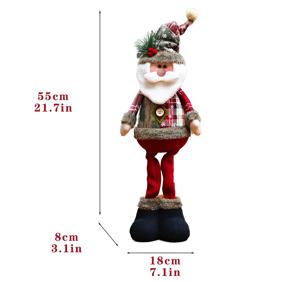 3er-Set Weihnachtsfiguren – Rentier Schneemann & Weihnachtsmann | Dekorative Stehfiguren für Festliche Deko