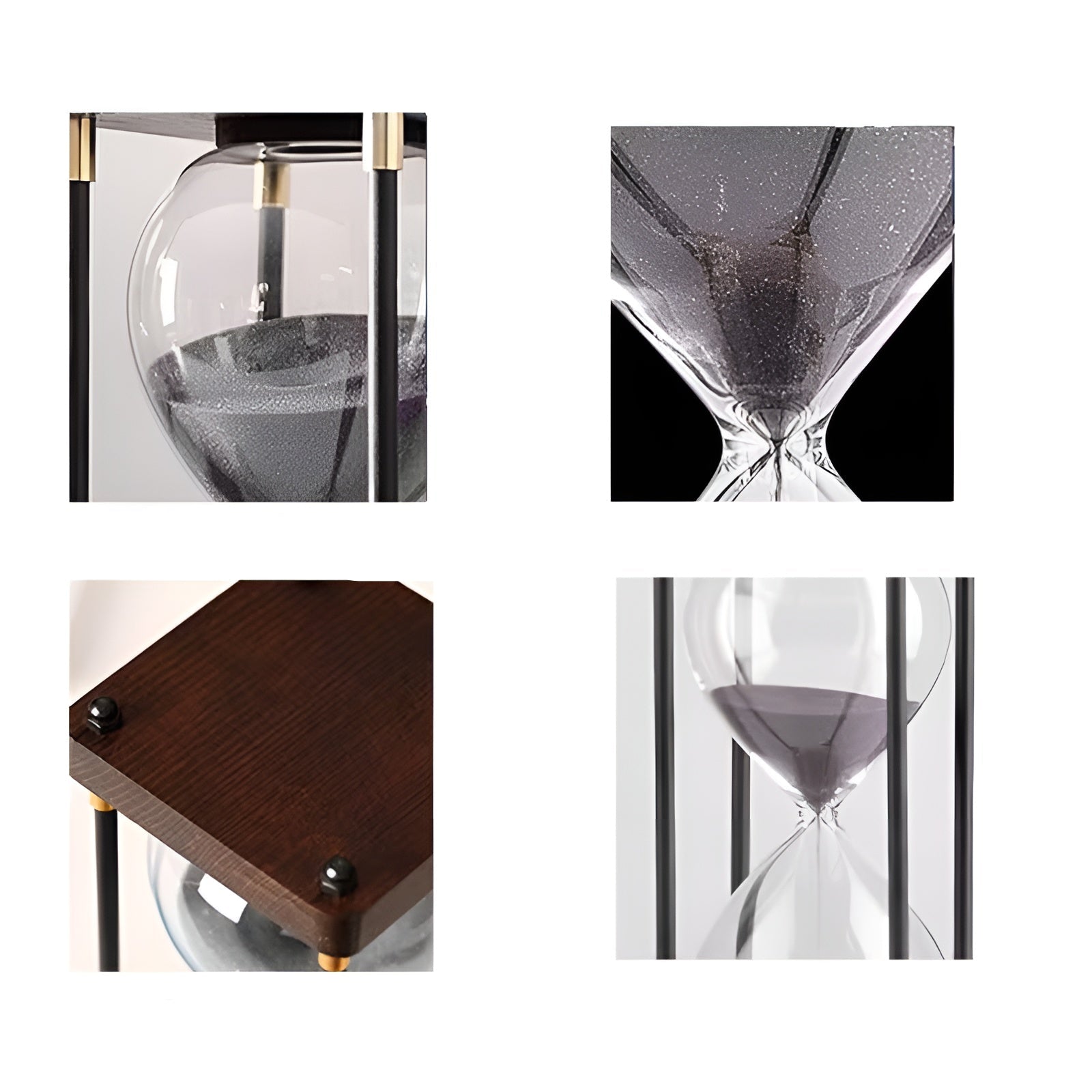 Kostenlose 60-minuten-sanduhr – Kreatives Dekoratives Retro-design In Schwarz | Metallrahmen Mit Kratzfestem Sockel