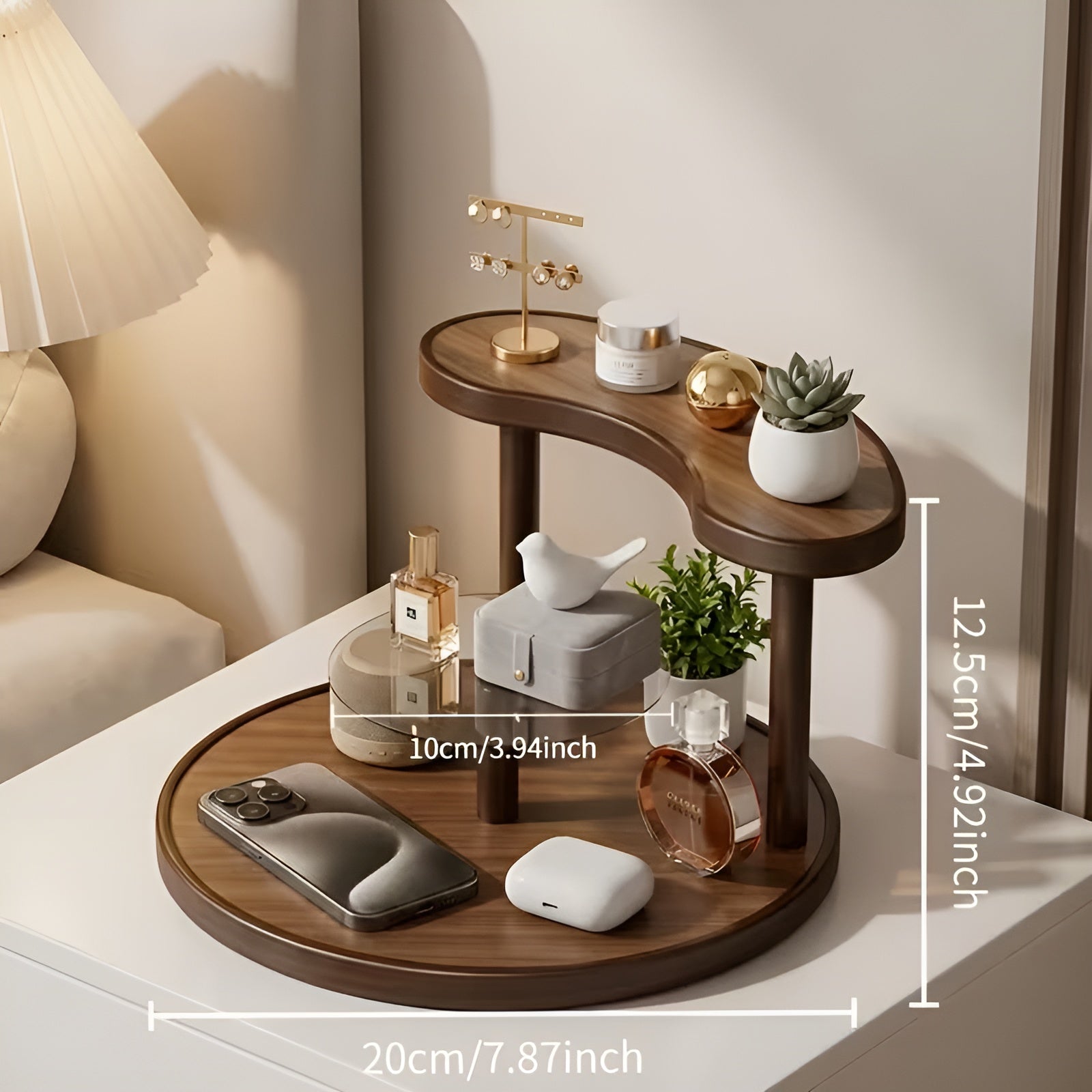Drehbarer Make-up-Organizer aus Holz – 3-stöckig und stabil | Praktische Aufbewahrung für Kosmetik - Rundes