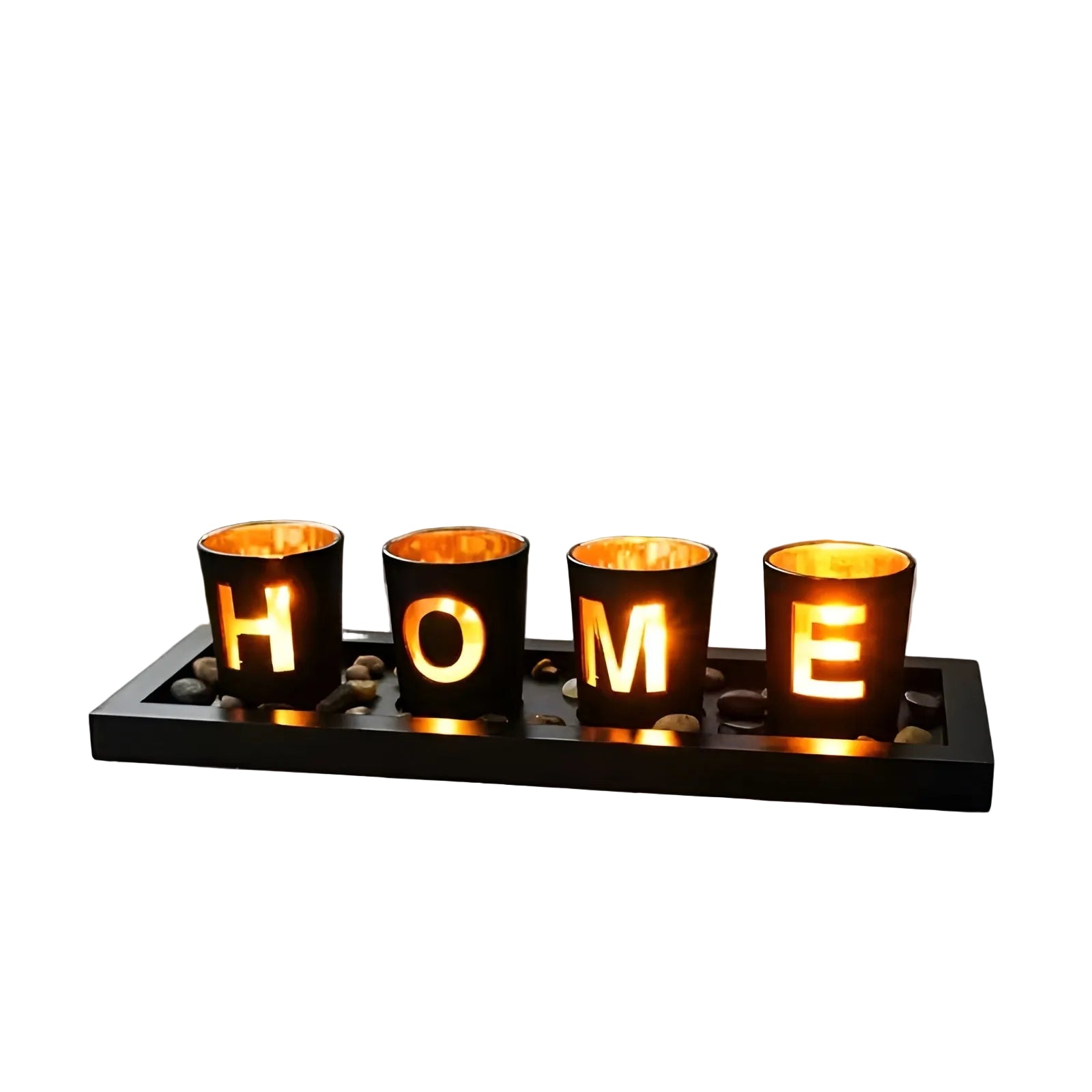 Glas-Kerzenhalter Set mit Holzsockel – Dekorativ und Windgeschützt | Perfekt für Teelichter und Wohnraumdekoration
