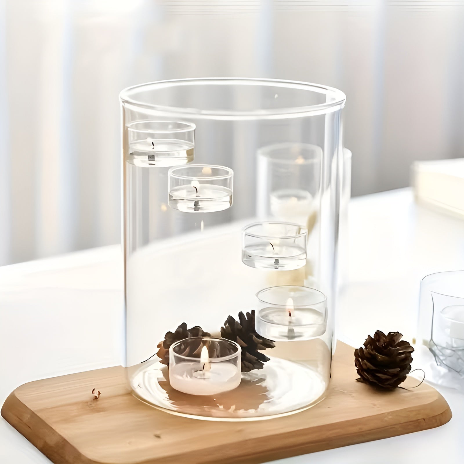 Großer Drehbarer Glas-Kerzenhalter – Europäischer Stil | Elegante & Dekorative Tischdekoration - Wohnzubehör