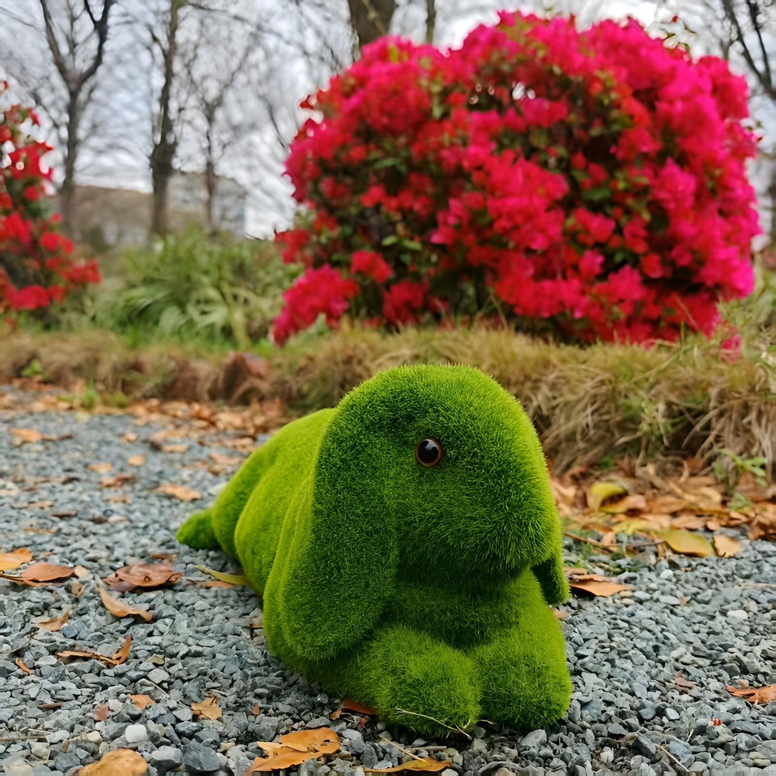 3D-Statue mit beflocktem Hasen – Osterhasenornament aus grünem Kunstharz | Gartendekoration für Terrasse, Rasen, Bonsai und Innenräume