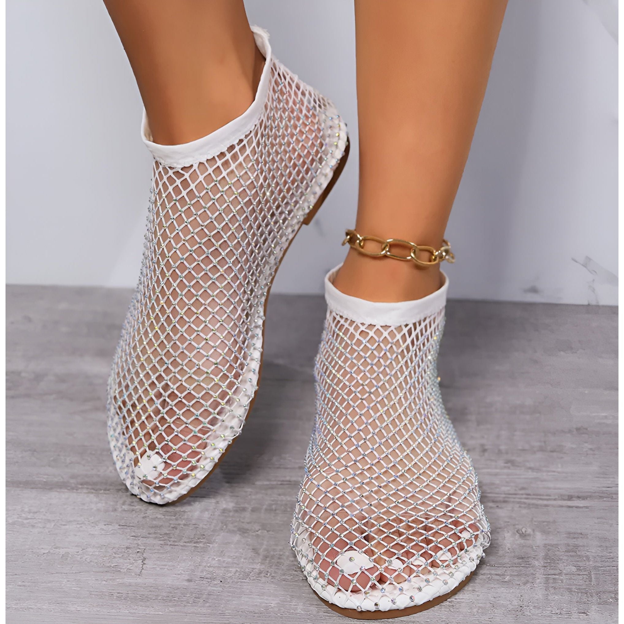 Gemma Mesh Sandals - Elegante und Atmungsaktive Sommersandalen mit Diamant-Luxus - Elegare