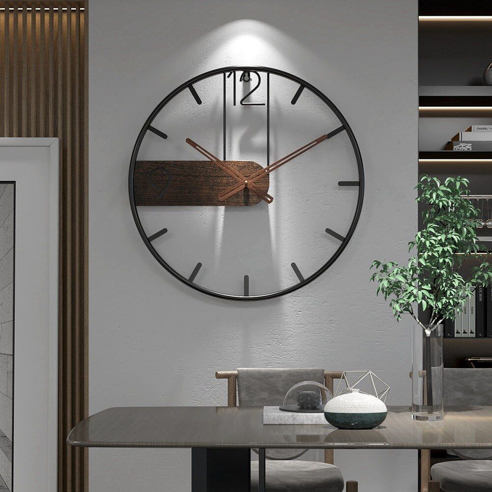 GrandeTime Clock - Moderne große runde Metall-Wanduhr Elegare