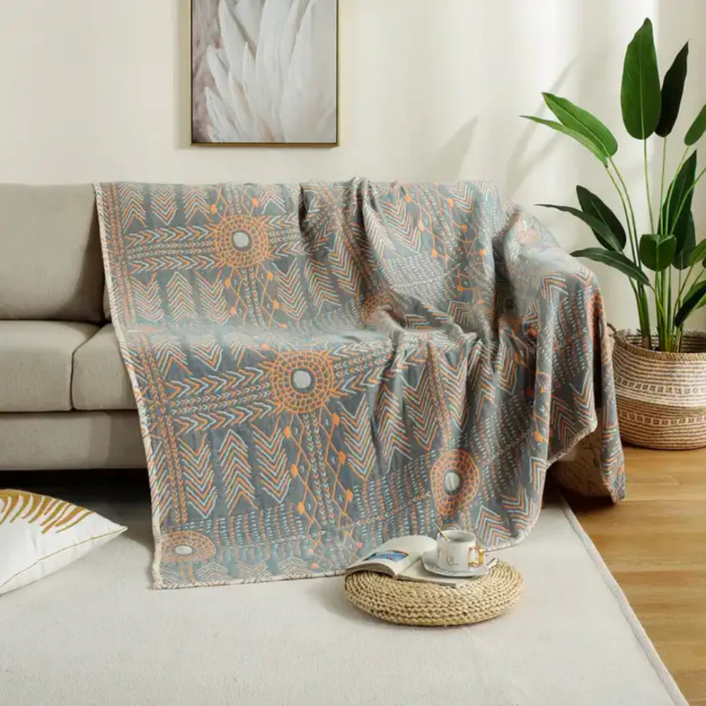 Wendedecke mit Boho-Mandala – Weich und Dekorativ | Perfekt für Sofa und Bett