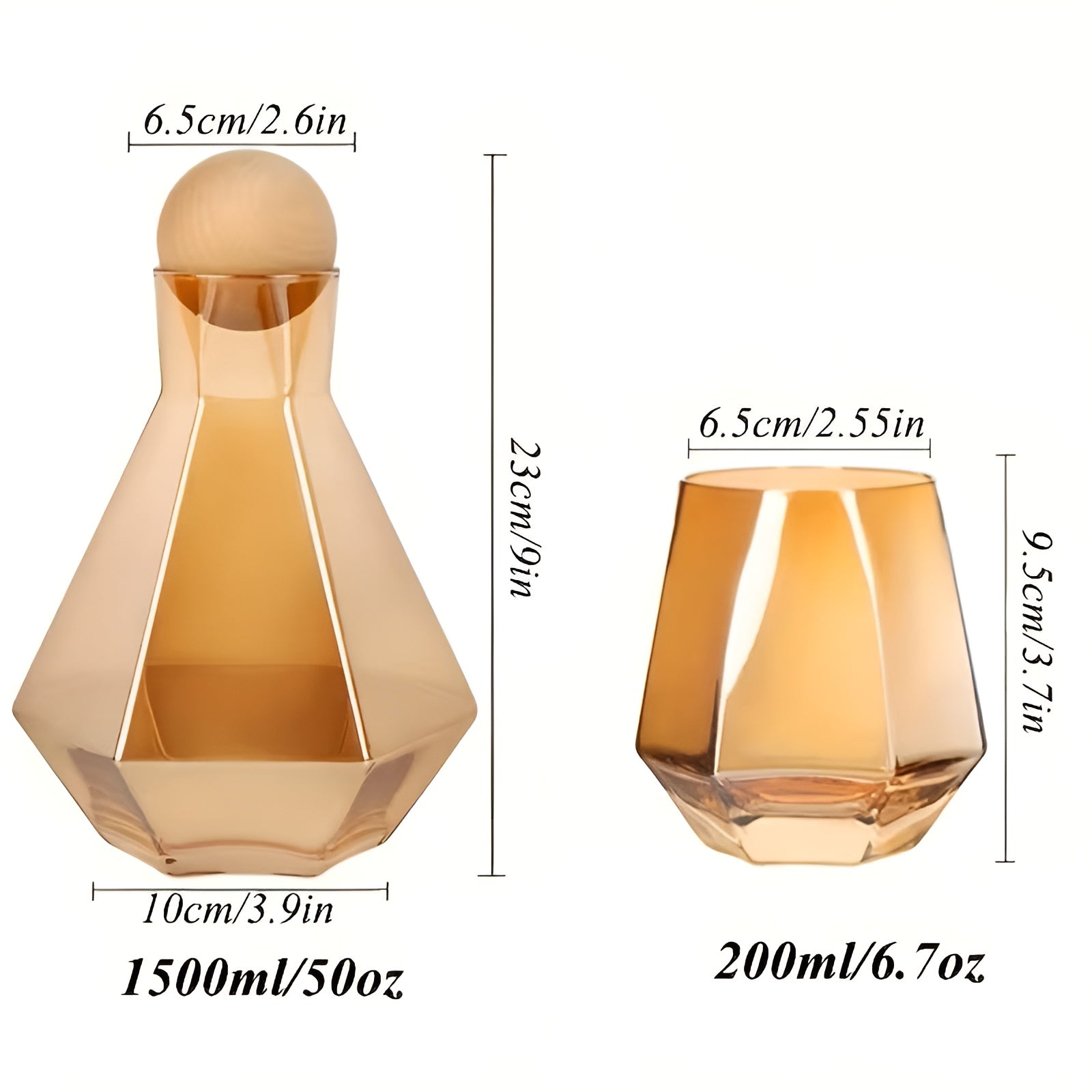 Diamantglas-karaffen-set Mit 4 Gläsern – Modern Und Dekorativ | 5-teiliges Set Mit Deckeln Für Wasser Saft Und Wein