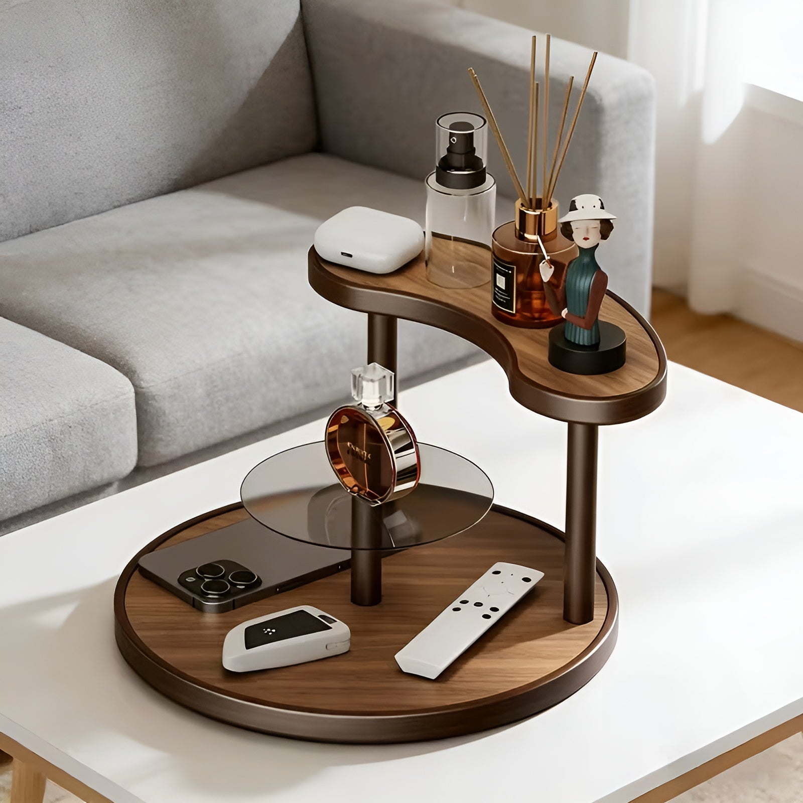 Drehbarer Make-up-Organizer aus Holz – 3-stöckig und stabil | Praktische Aufbewahrung für Kosmetik - Wohnzubehör