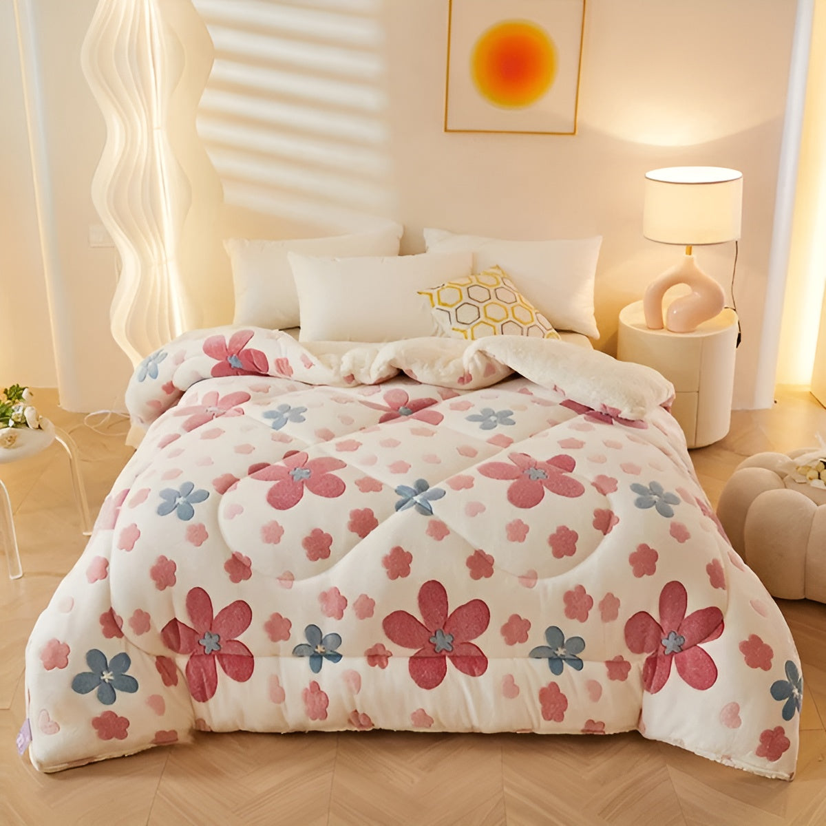Flanell-Bettdecke mit Blumenmuster – Weich und Gemütlich | Perfekt für das Schlafzimmer