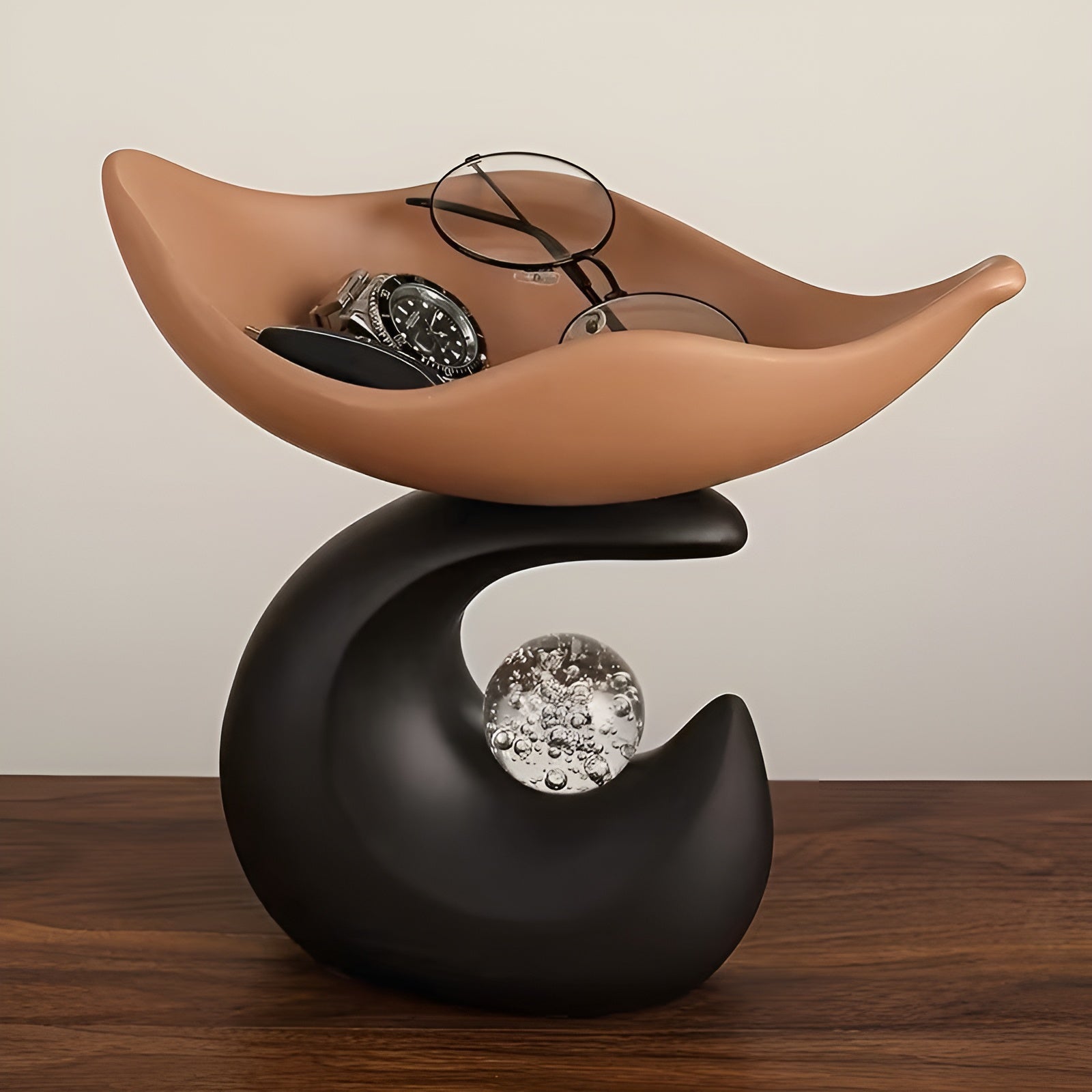 Organizer-Schale aus Kunstharz – Modernes Wellen-Design | Stilvolle Ablage für Schlüssel Brille & Schmuck - Wohnzubehör