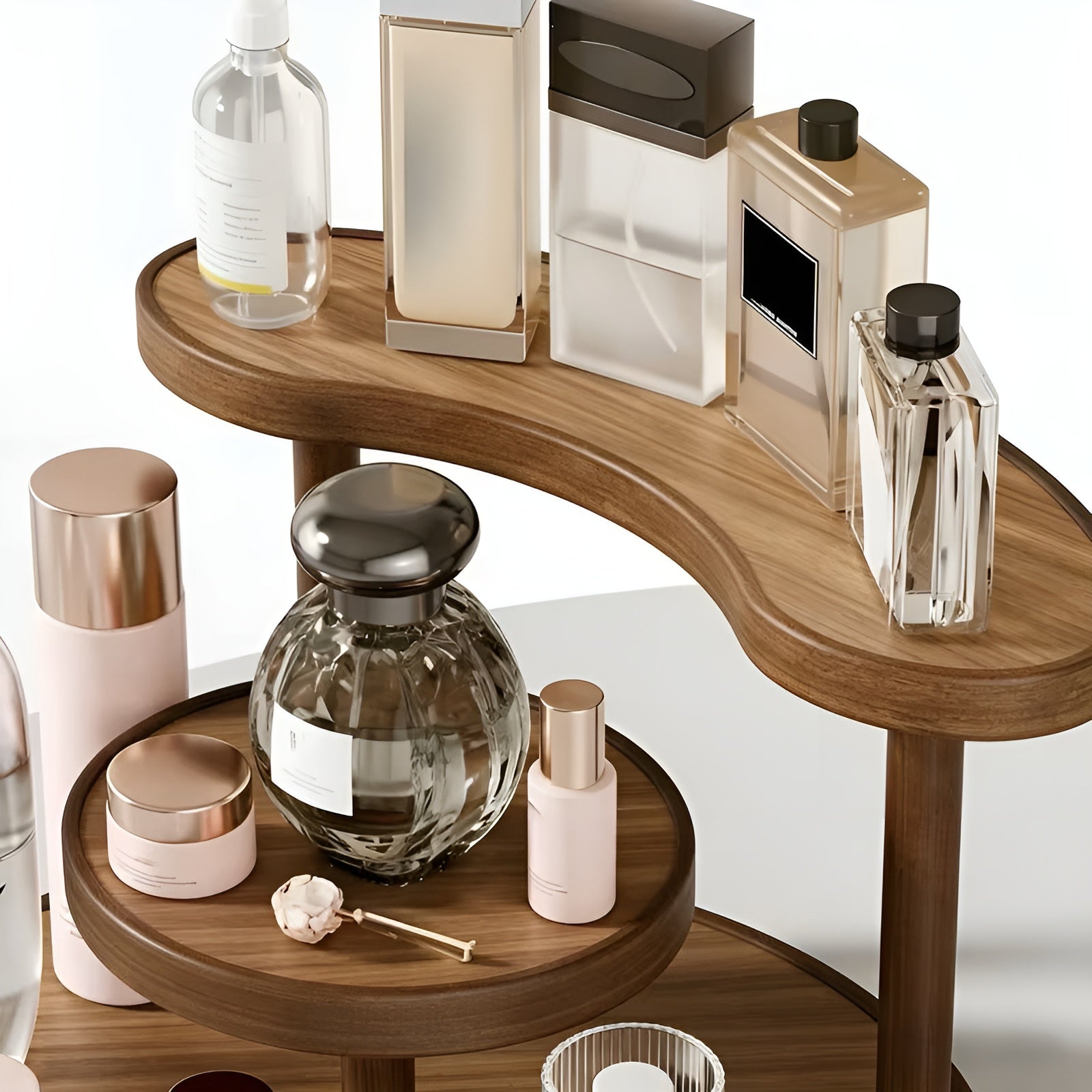Drehbarer Make-up-Organizer aus Holz – 3-stöckig und stabil | Praktische Aufbewahrung für Kosmetik - Wohnzubehör