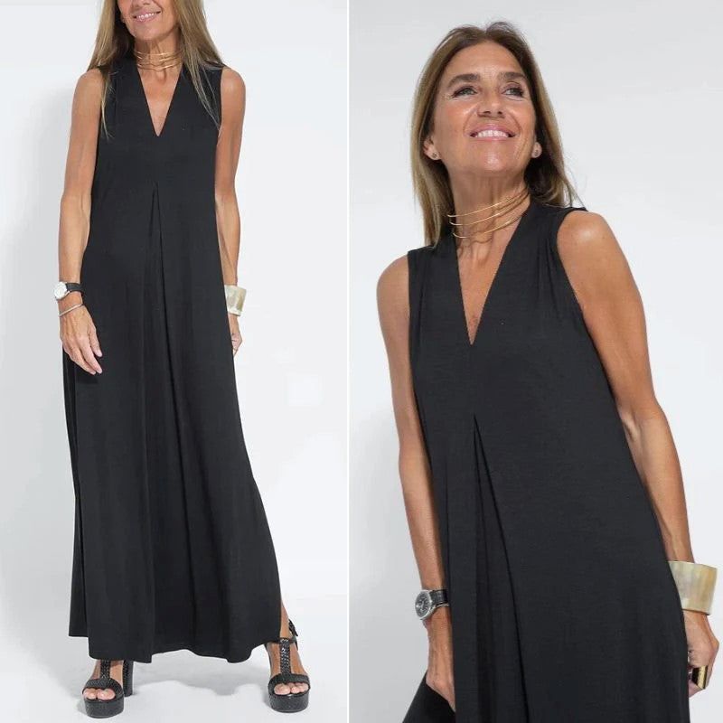 Sonja Dress - Langärmeliges V-Ausschnitt Kleid mit Cardigan Elegare