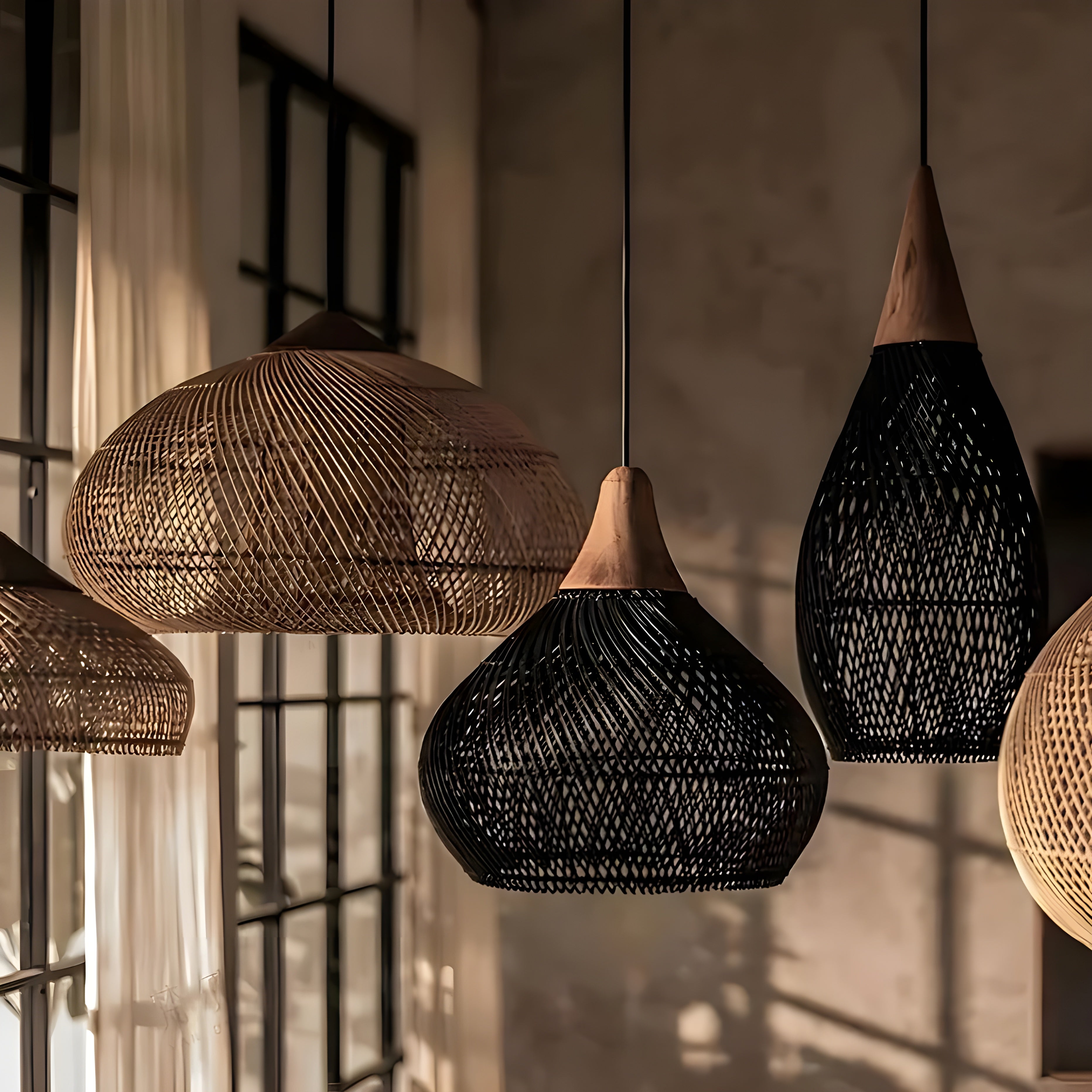BistroBeam Light - Moderne Rattan-Pendelleuchte