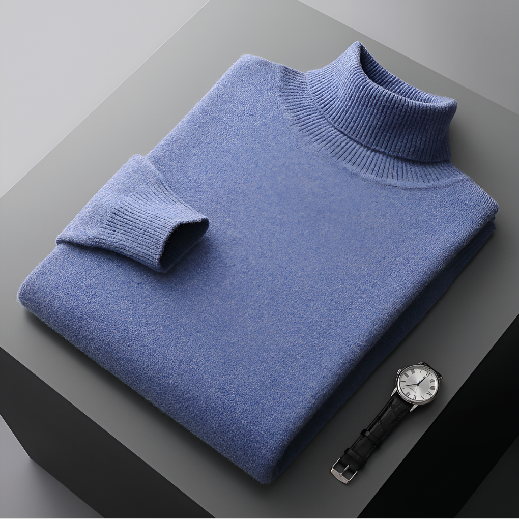 Rollkragen-Kaschmirpullover Herren in Schwarz