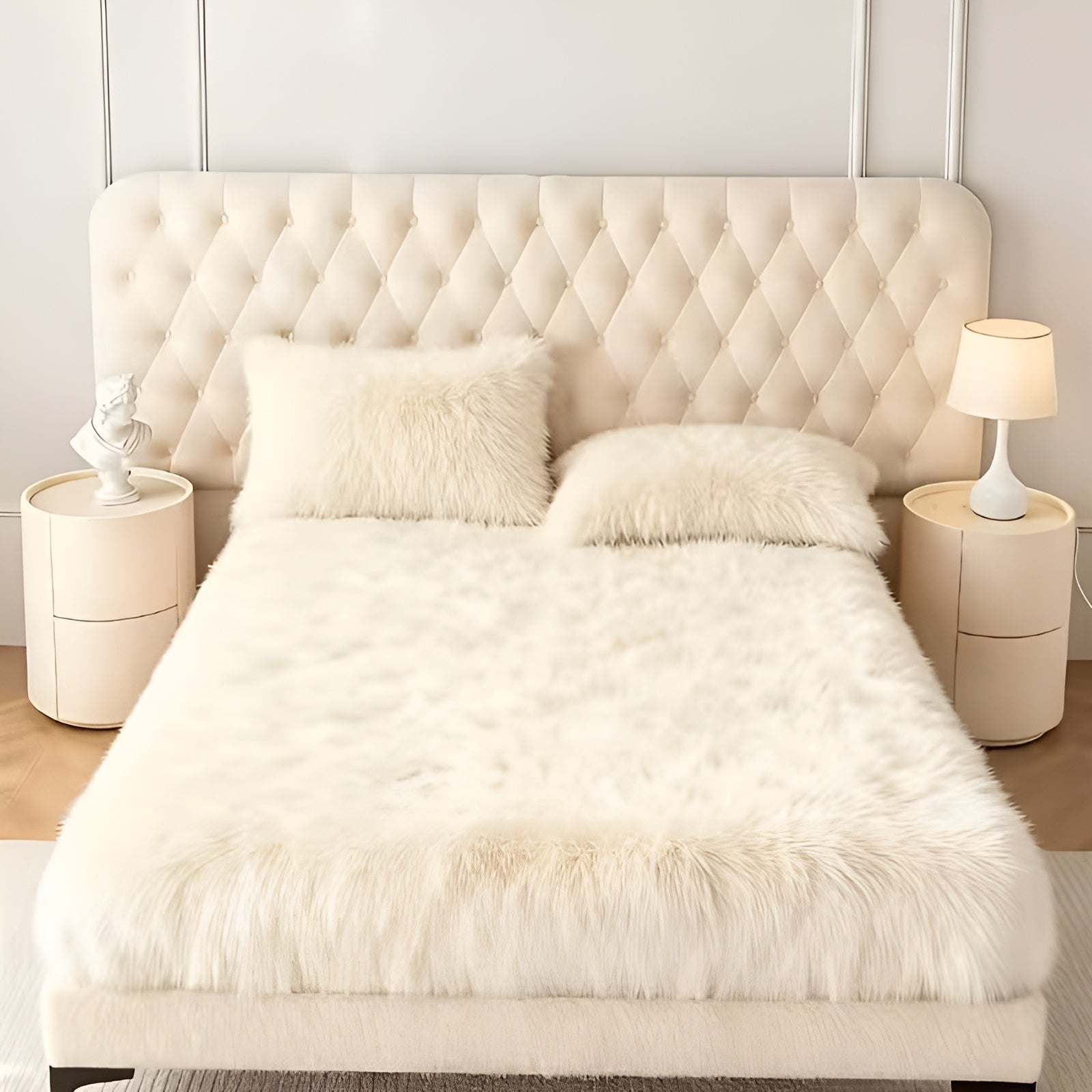 Plüsch-Spannbetttuch-Set für den Winter – Ultraweich und flauschig | Gemütlich für kalte Nächte - Weiß / 90cm*200cm