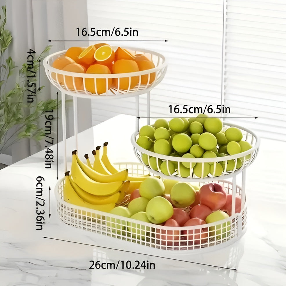 Obst- und Snackständer – Stilvoll & Geräumig | 3 Etagen für Küche und Esstisch - Weiß - Wohnzubehör