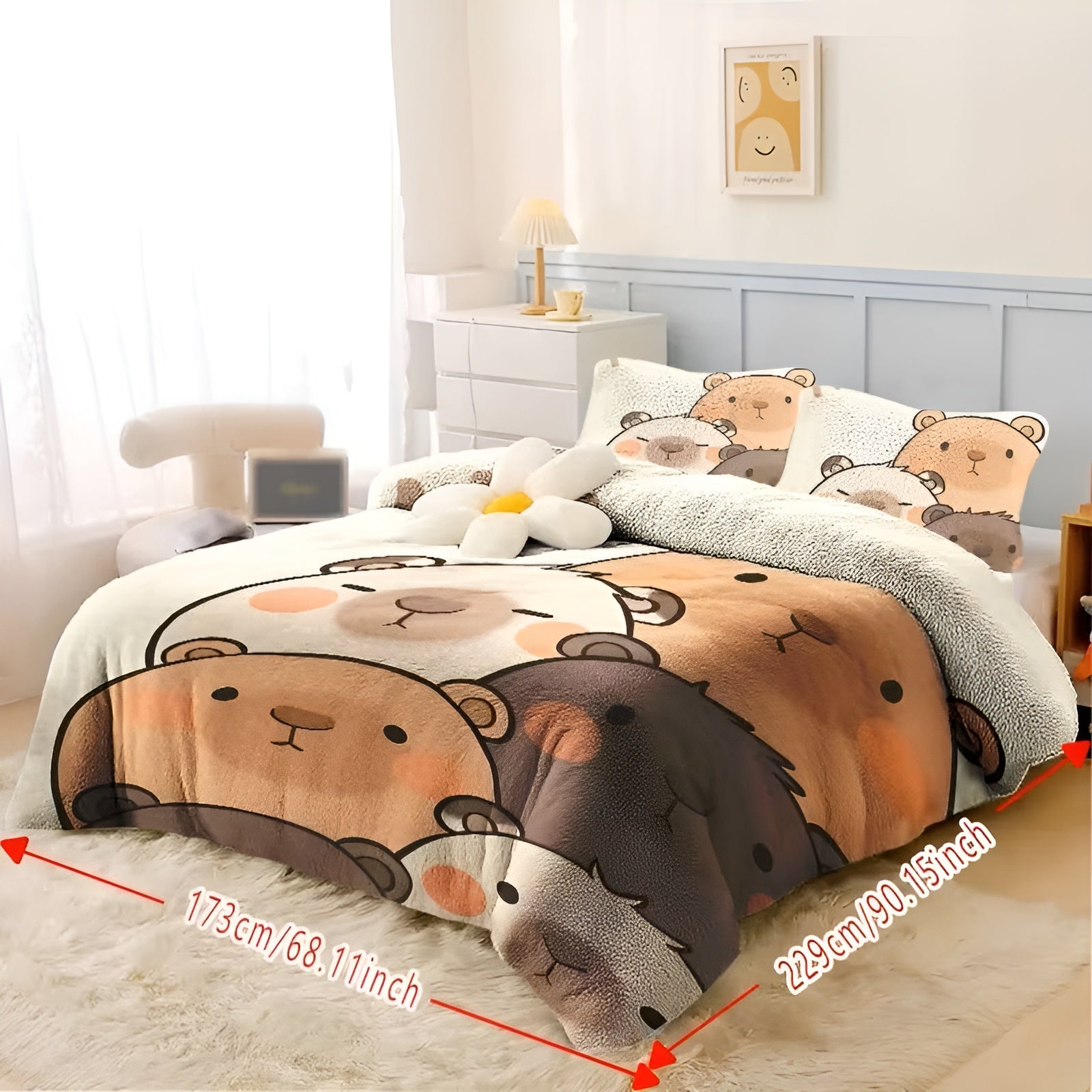 Plüsch-Bettwäsche Set mit Capybara-Motiv – Extra Weich & Warm | 2- oder 3-teilig für Herbst & Winter - Bettwäsche-Set