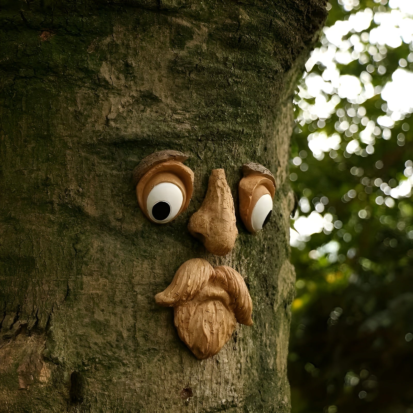 Baumgesicht-Gartendekoration, 4er-Set – Baumgesicht-Skulptur aus Kunstharz für den Außenbereich | Lustige Baumgesichter