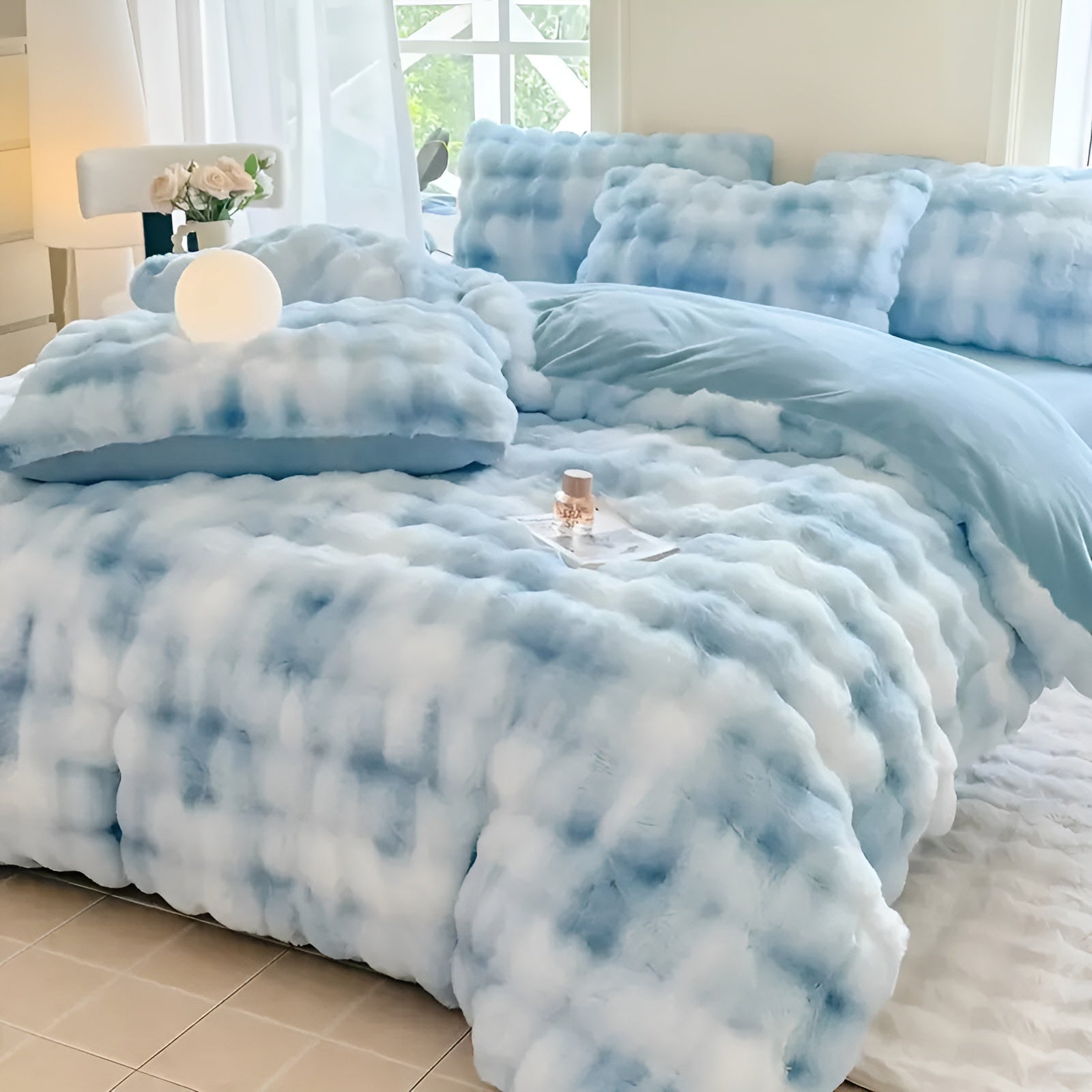 Kuscheliger Plüsch-Bettbezug – Warm und Weich für Herbst & Winter | Beidseitiges Design aus Kaninchenfell & Milchsamt