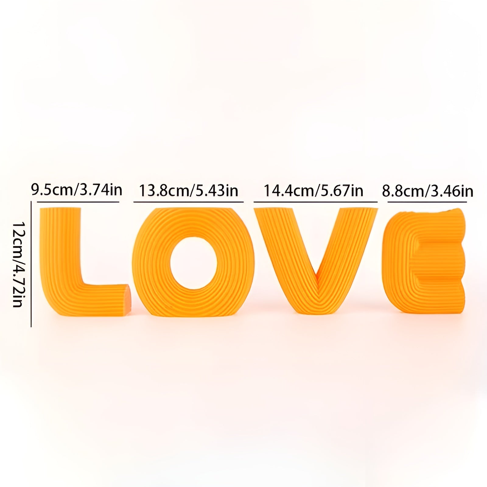 4er Set Deko-Figuren Liebe – Dekoratives Kunststoff-Design | Perfekt für Wohnraum Regal & Geschenk - Orange - Dekofigur