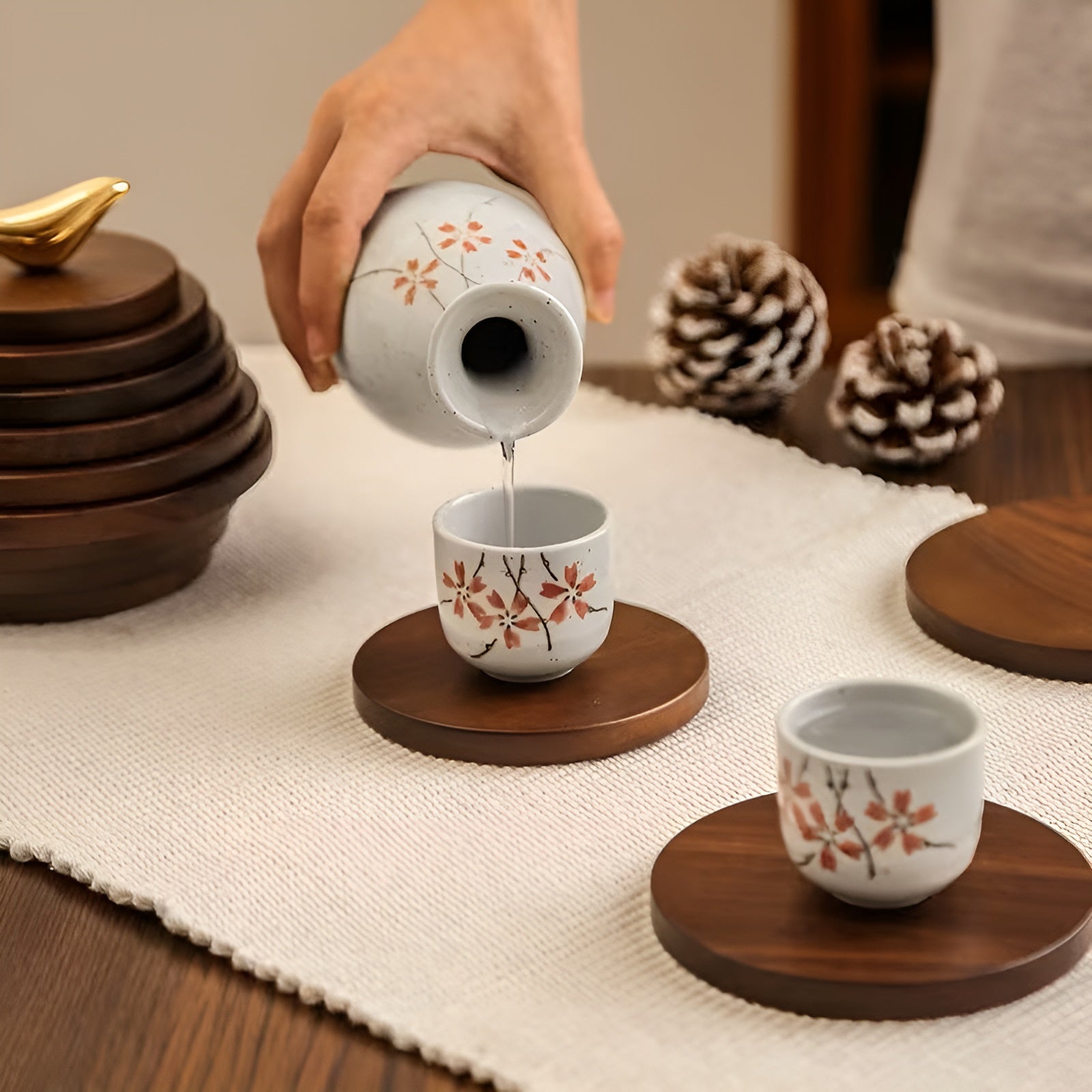 Tischuntersetzer aus Schwarznussholz – Hitzebeständig & Elegant | Schützt Tisch und Arbeitsfläche