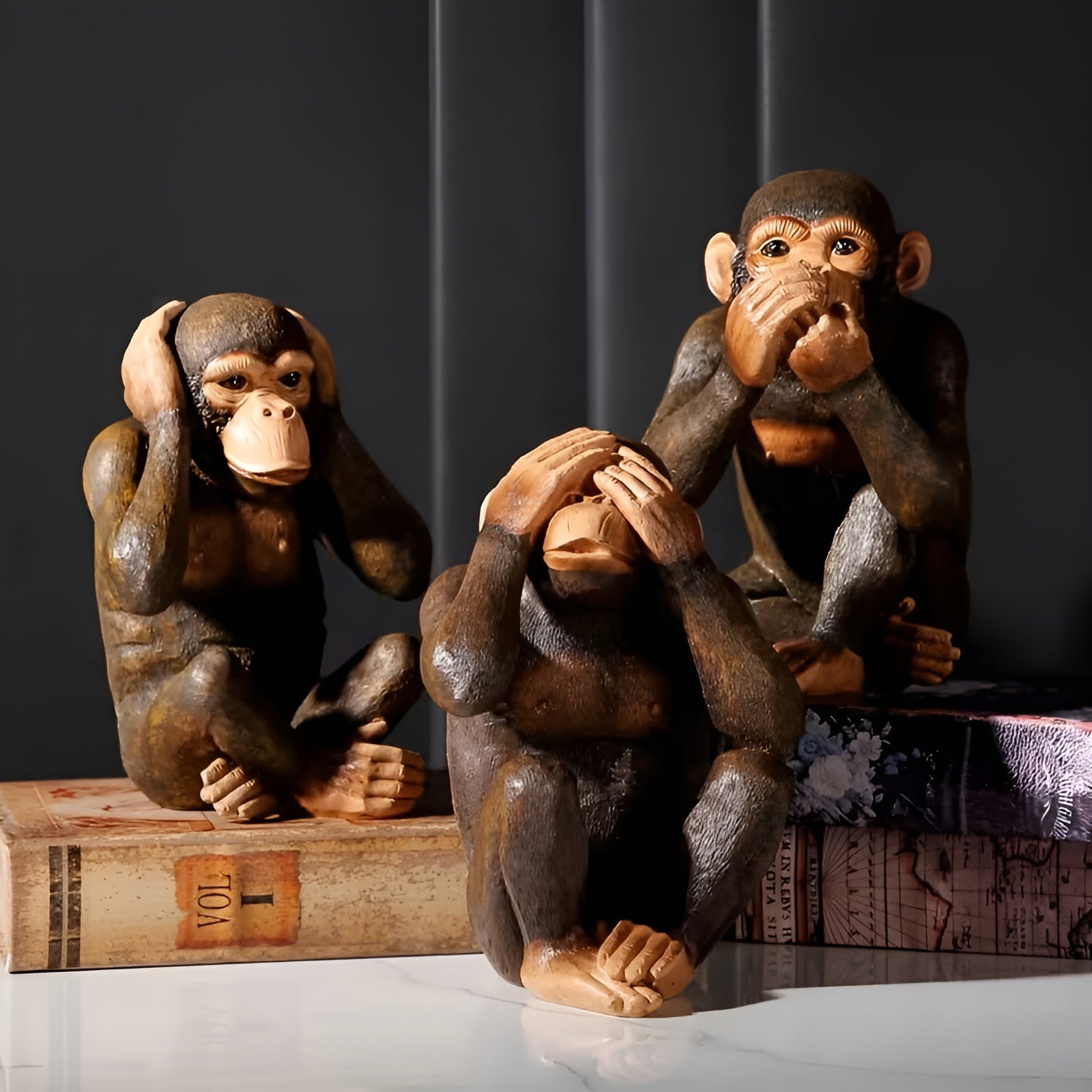 Realistische Gorilla-Figuren im Set – Detailreich und Dekorativ | Perfekt für Büro Wohnzimmer und Regal - Skulptur