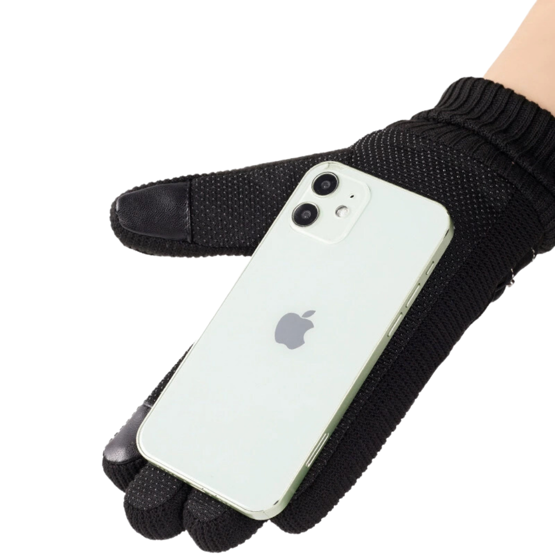 Herren Handschuhe Lederoptik winddicht – Gesamtansicht Paar