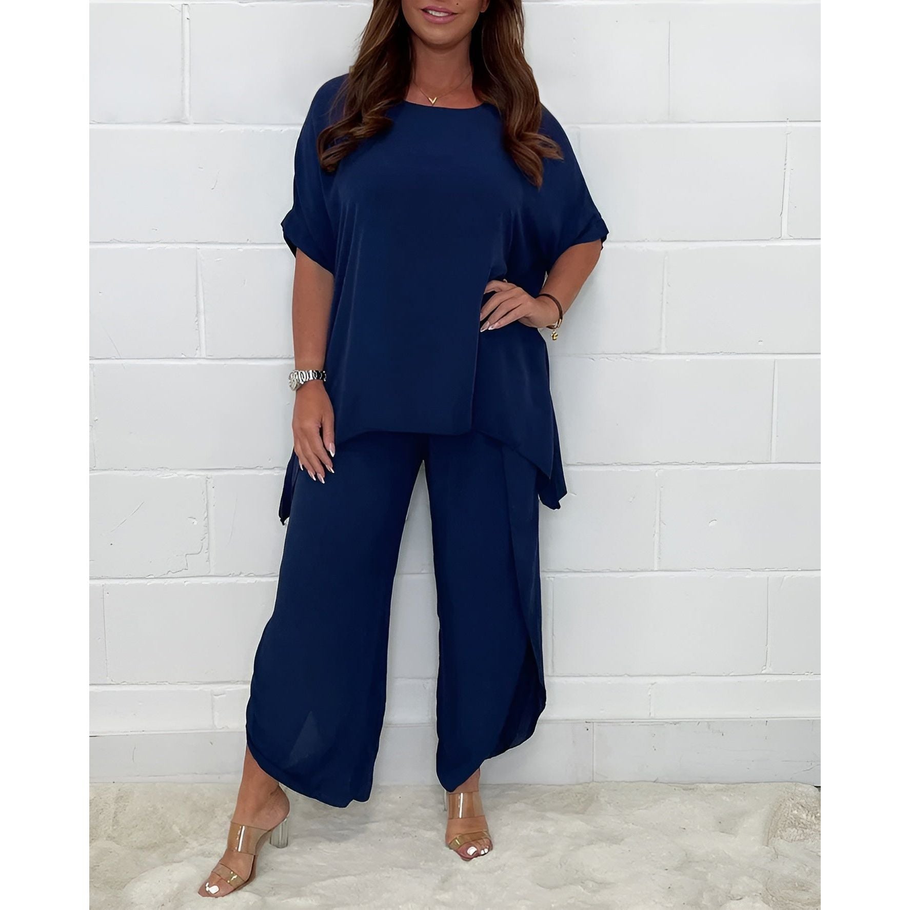 Carina Set - Sommerschickes Zweiteiliges Set für Frauen (Oversized Top + Ankle Pants) - Elegare