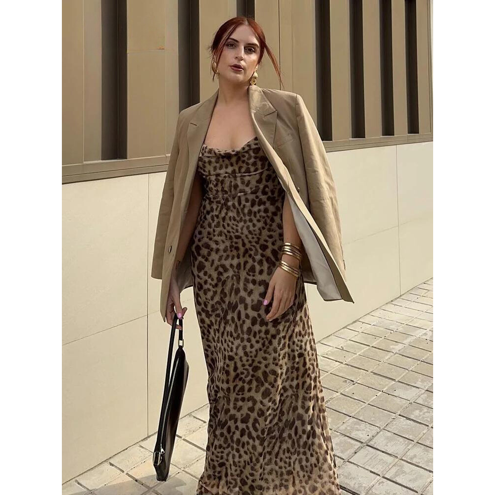 Anabella Dress - Vintage Leopard Backless Summer Dress Elegare