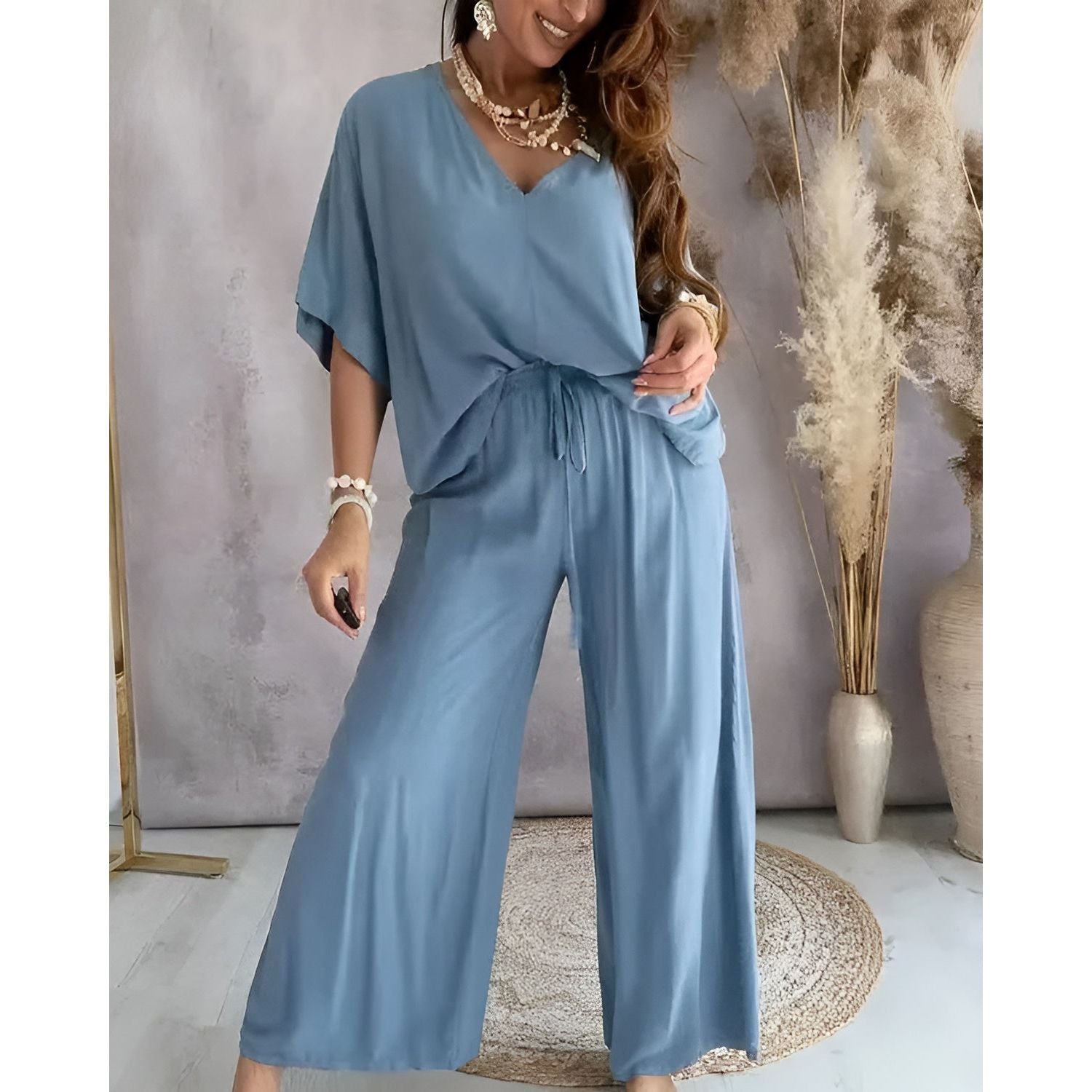 Anascha Set - Lässiges zweiteiliges Set für Damen (Oberteil + Hose) Elegare