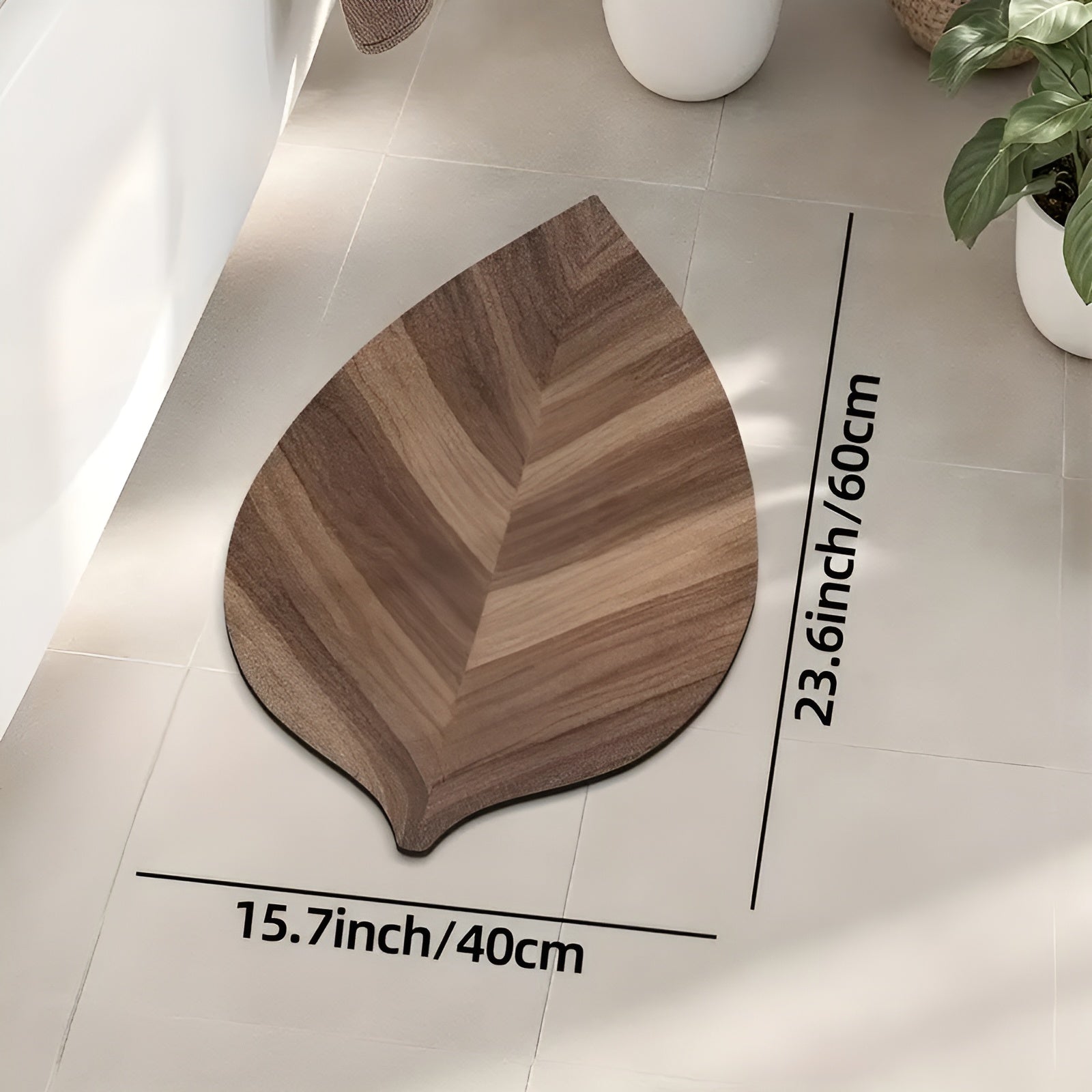 Badezimmerteppich in Blattform – Wasserabsorbierend & Rutschfest | Schnelltrocknende Badematte für Dusche, Badewanne & Waschbecken
