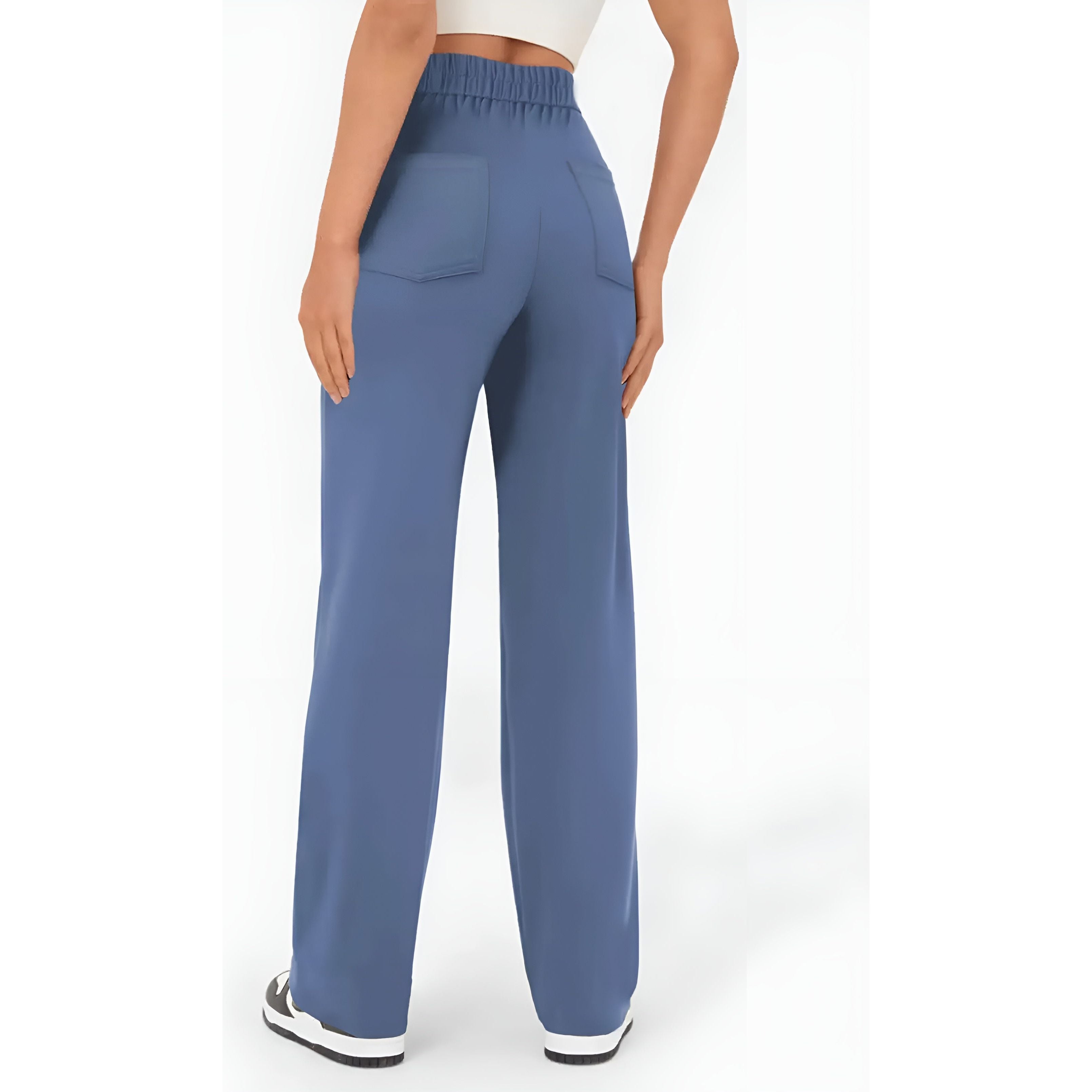 Greta Pants - High Waist Elastische Hose mit weitem Bein Eleganz - Elegare