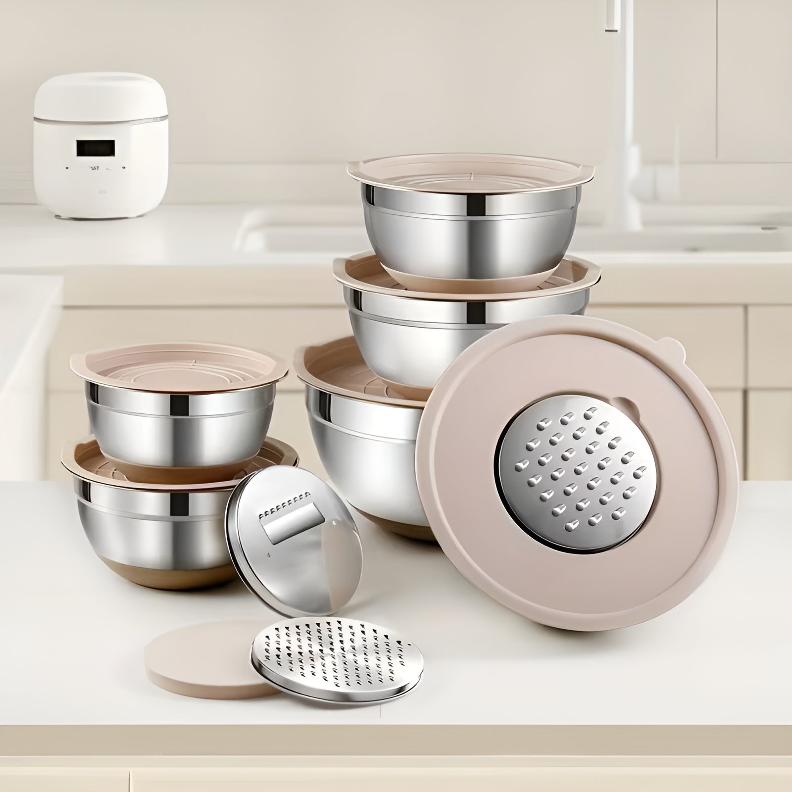 15-teiliges Edelstahl-Rührschüsselset – Rutschfeste Silikonbasis | Ideal zum Mischen Backen und Kochen - Rührschüssel