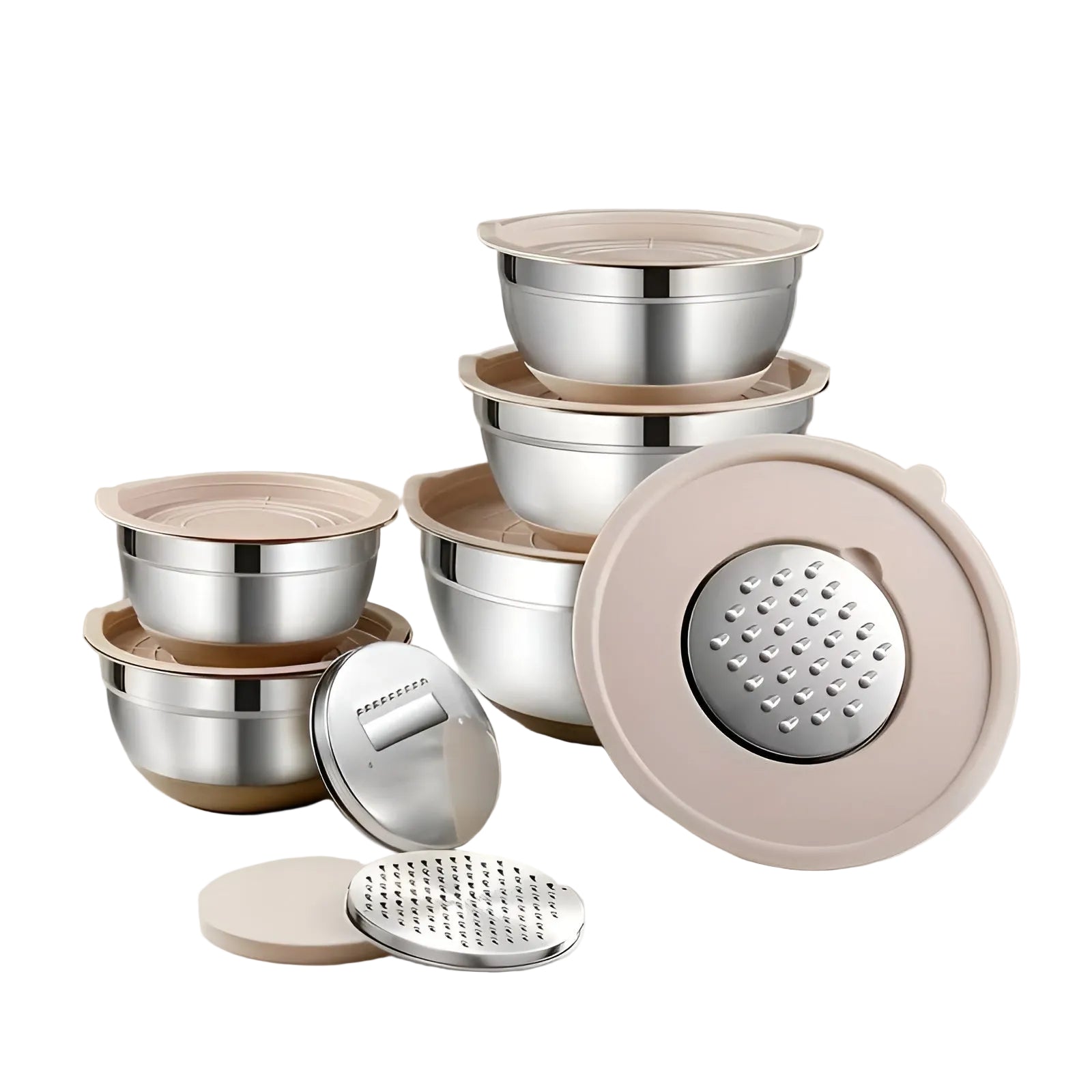 15-teiliges Edelstahl-Rührschüsselset – Rutschfeste Silikonbasis | Ideal zum Mischen Backen und Kochen - Rührschüssel