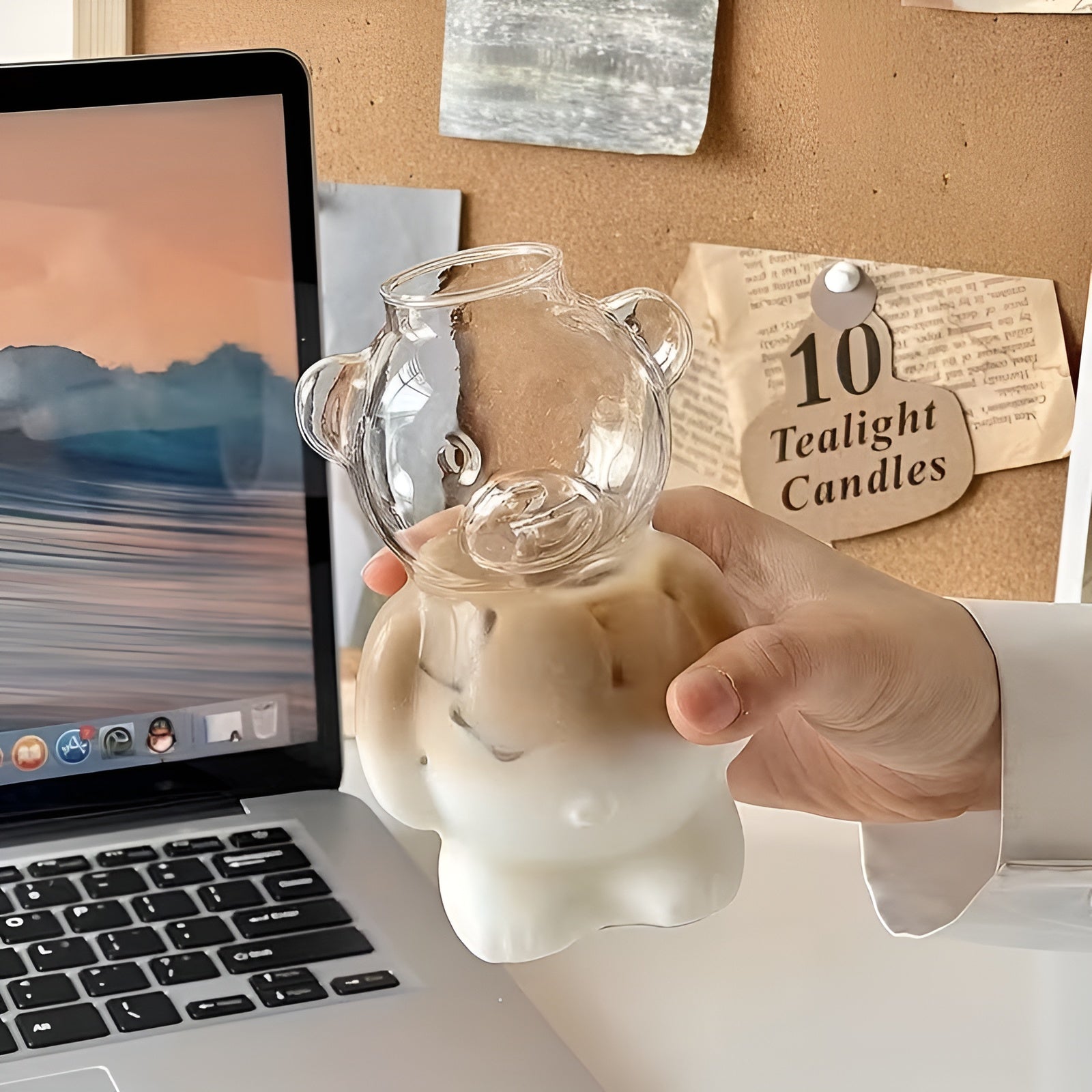 Glas Trinkbecher mit Bärenmotiv – Süßes 2er-Set | Mit Strohhalm für Eiskaffee & Saft - 2 Set - Wohnzubehör