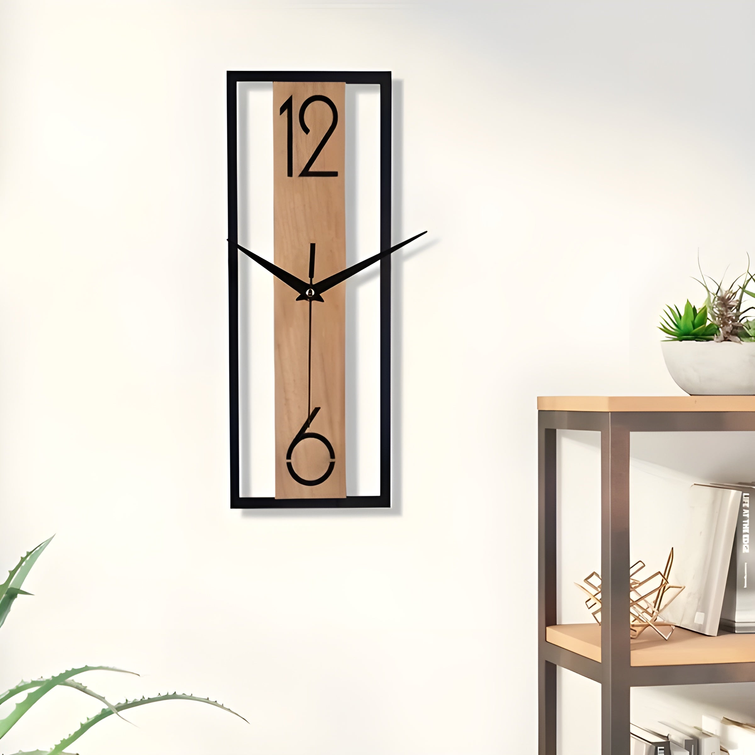 Rechteckige Wanduhr in Holzoptik – Modern und Stilvoll | Dekorativ für Wohnzimmer Büro oder Küche - 30*11cm - Wanduhr
