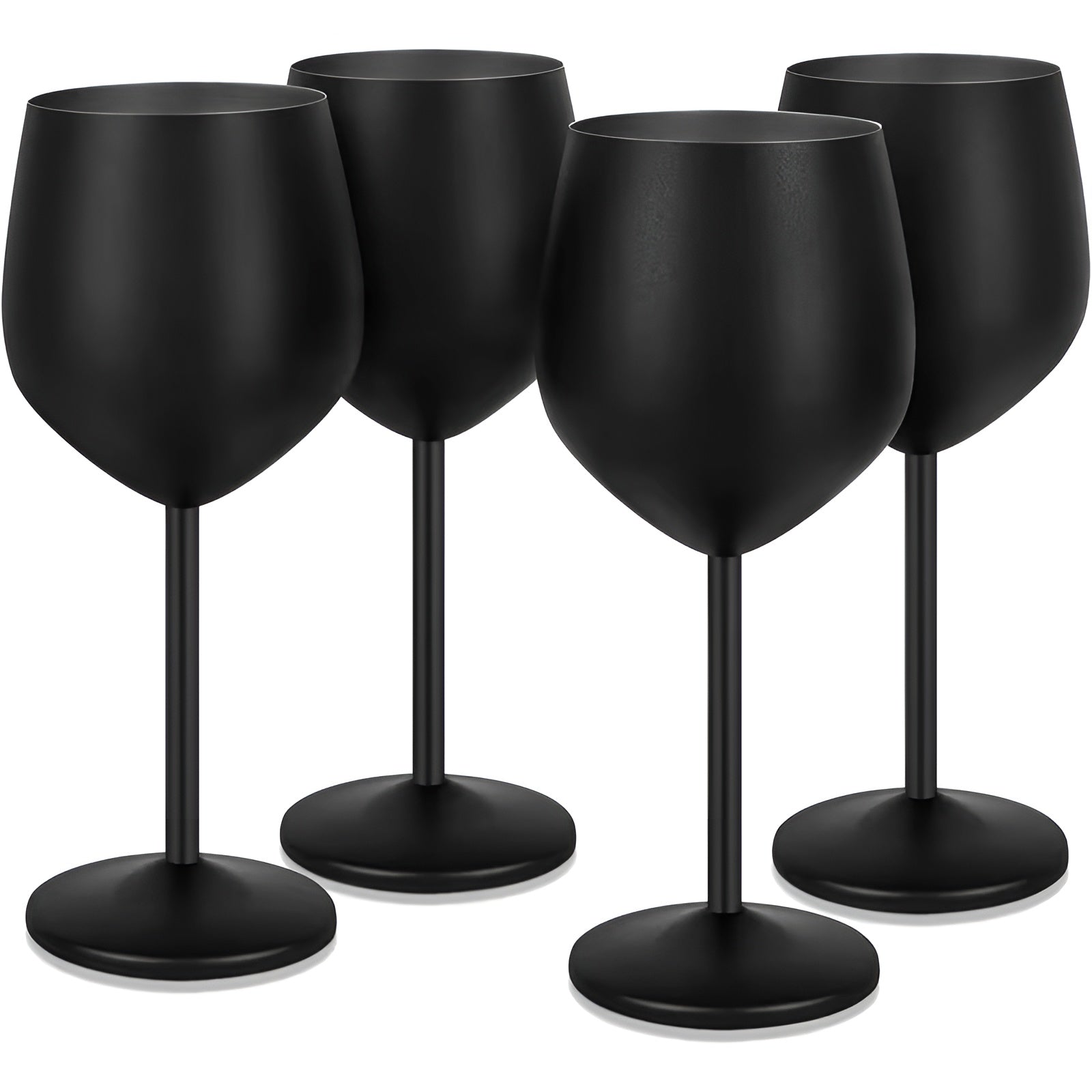 Edelstahl-Weinglas – Bruchsicher & Stilvoll | Perfekt für Outdoor Reisen & Zuhause - Sprühfarbe Schwarz 4-teiliges Set