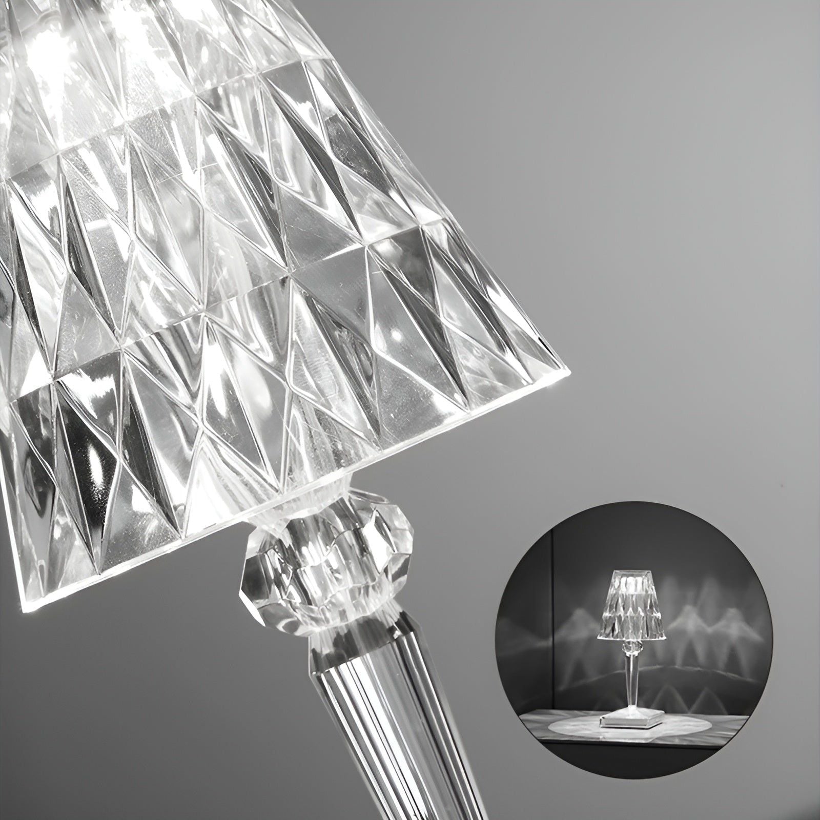 Diamond Glow - Kabellose USB Crystal Shine Nachttischlampe - Elegare