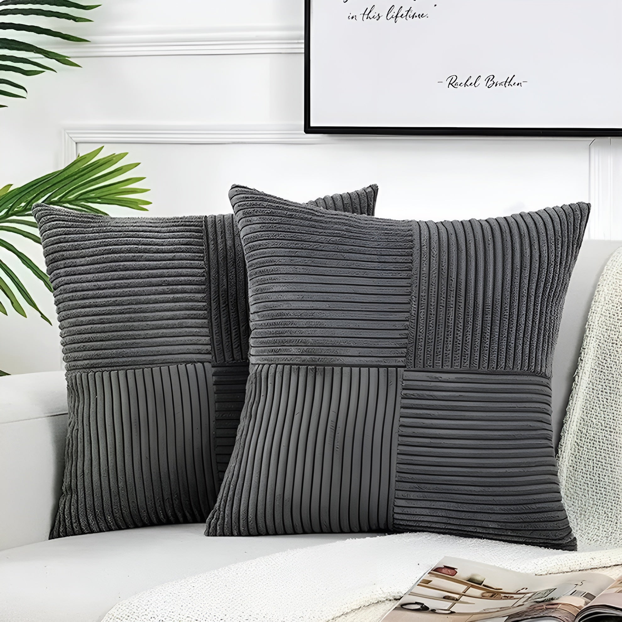 Dekorativer Sofakissenbezug – Premium-Qualität | Bequem & stilvoll - Dunkelgrau / 45x45 cm - Bettwäsche-Set