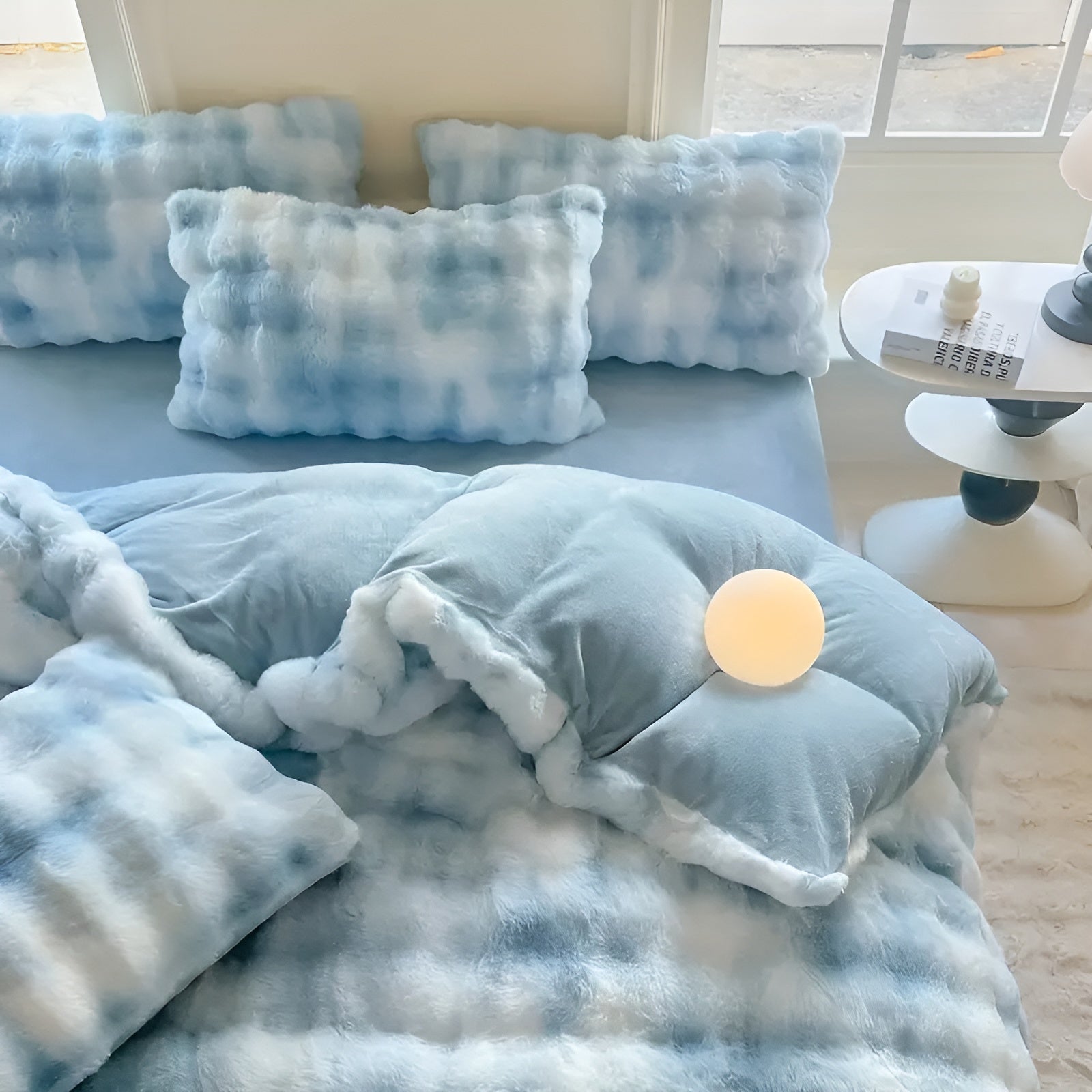Kuscheliger Plüsch-Bettbezug – Warm und Weich für Herbst & Winter | Beidseitiges Design aus Kaninchenfell & Milchsamt